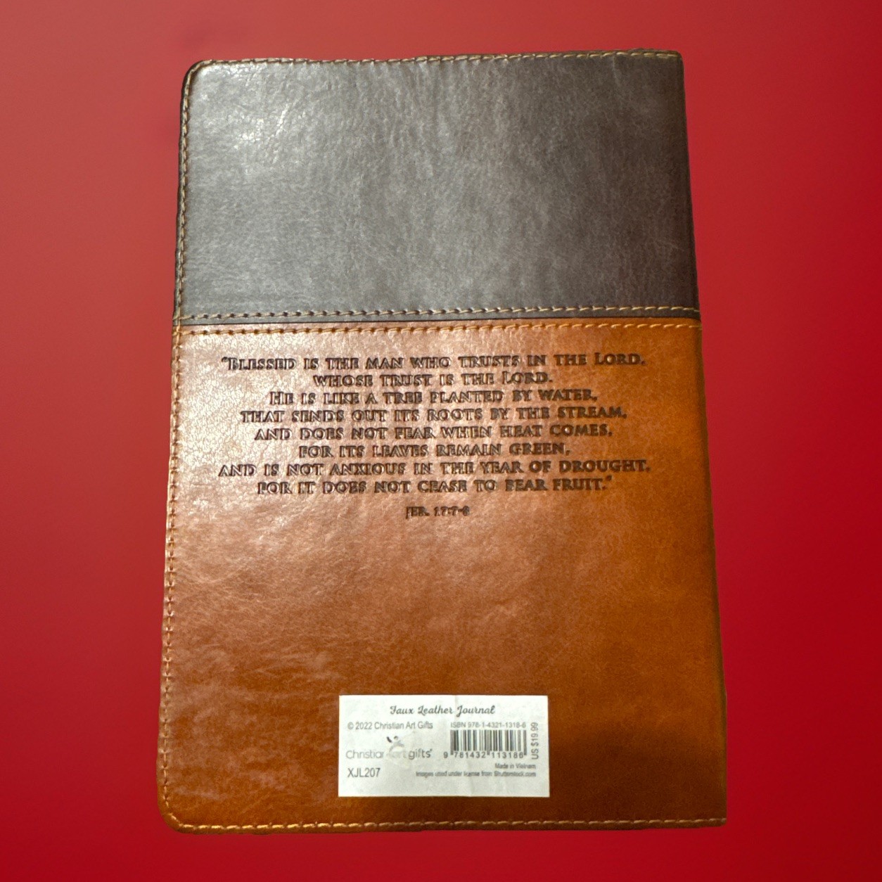 Trust Jeremiah 17:7-8 Bible Verse Brown Faux Leather Journal Inspirational Pages