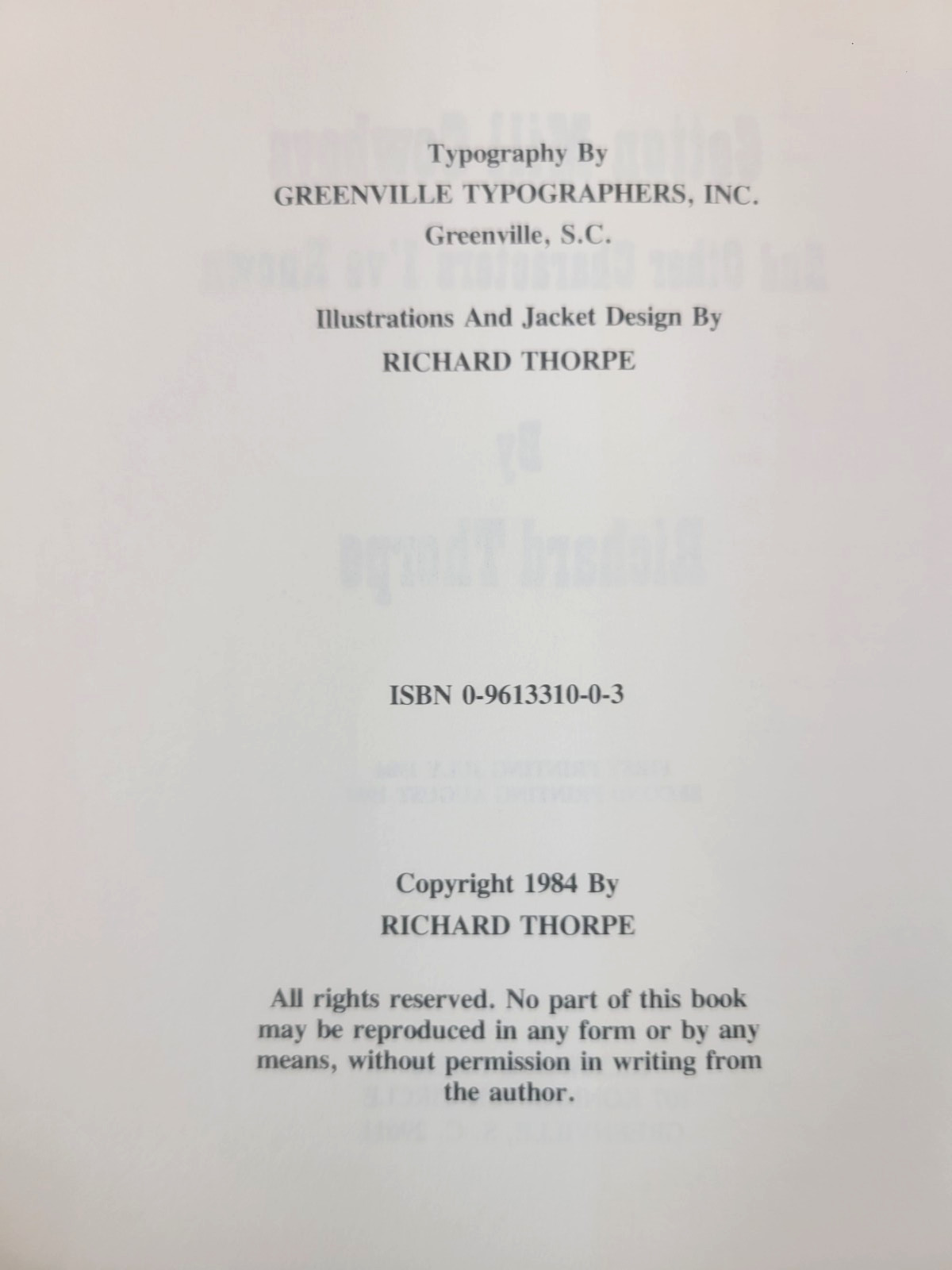 SIGNED Cotton Mill Cowboys Richard Thorpe 1984 Hardcover 1st Edition History DJ