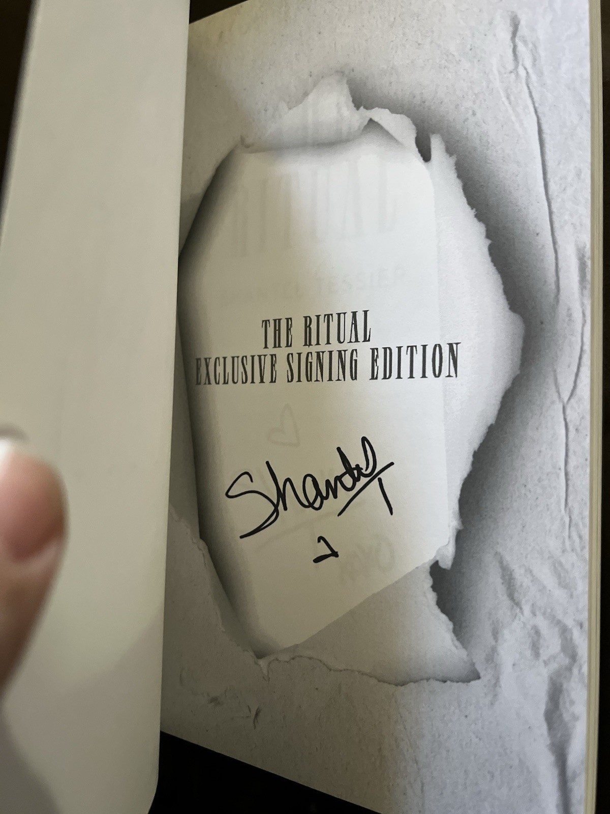 Shantel Tessier The Ritual Exclusive Signing Edition Signed Inscribed Paperback