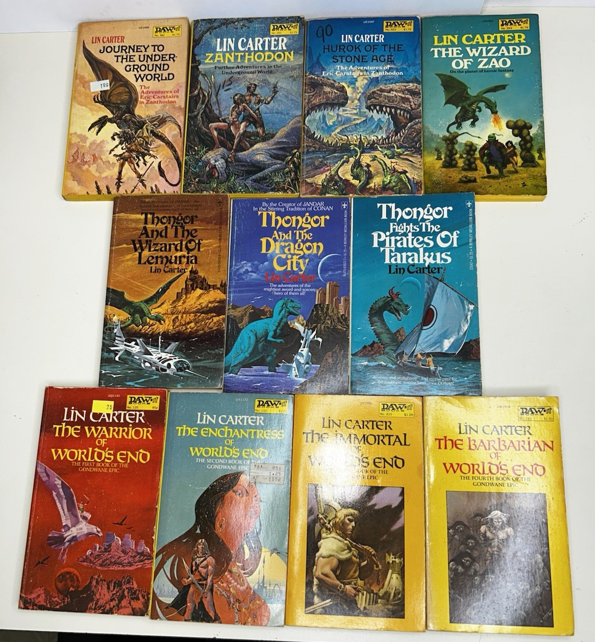 Lot of 11 Lin Carter PB Books VTG Zanthodon Thongor World’s End 1980s
