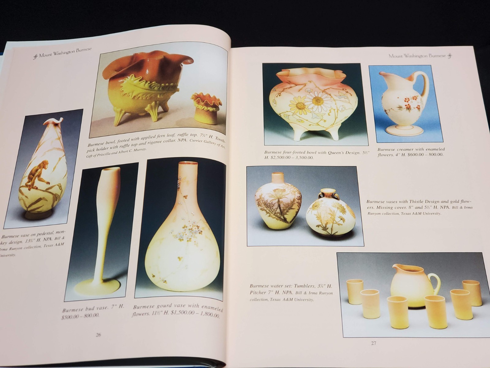 Mt. Washington Art Glass, Webb Burmese ID Value Guide Book HB 2003 Betty Sisk