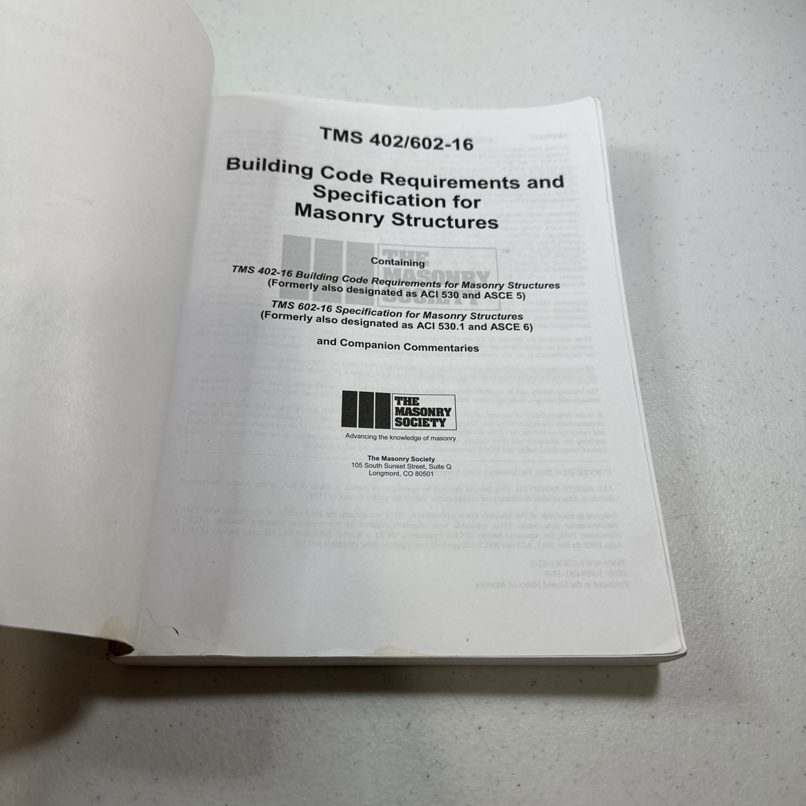 TMS 402/602-16,Building Code Requirements & Specification for Masonry Structures