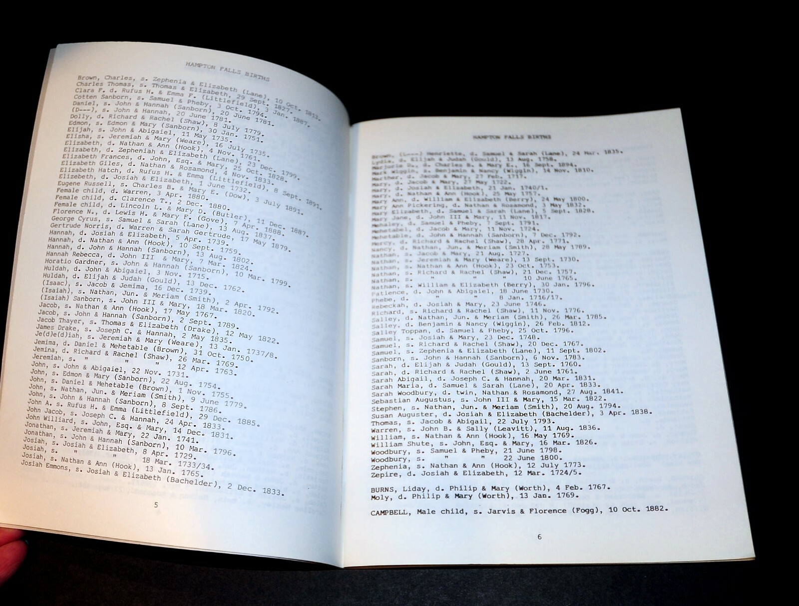 ‘Hampton Falls NH Vital Statistics’ Town Records thru 1899 by Nichipar 184 Pages