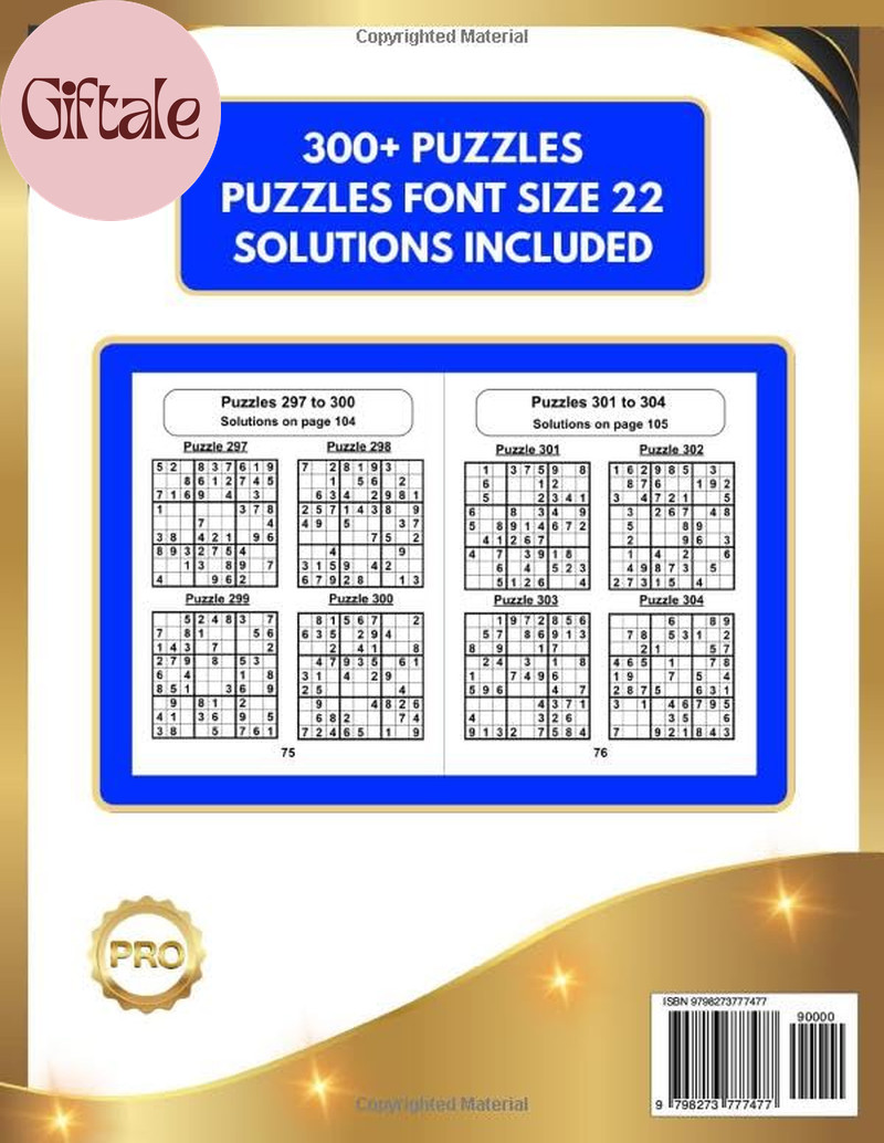 Easy Large Print Sudoku Puzzle Book 300+ Easy Puzzles 22pt 4 Per Page