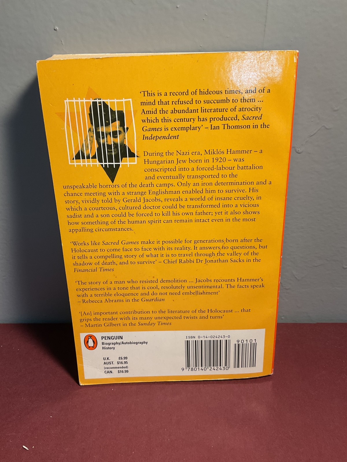 Sacred Games by Gerald Jacobs Penguin Books 1995 Holocaust WWII Biography
