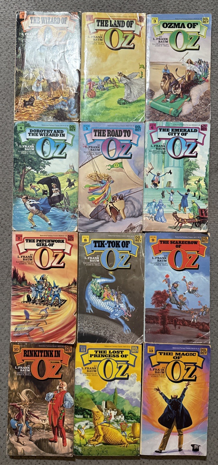 12 Del Rey Wizard of Oz Books Set L. Frank Baum Lot Vintage