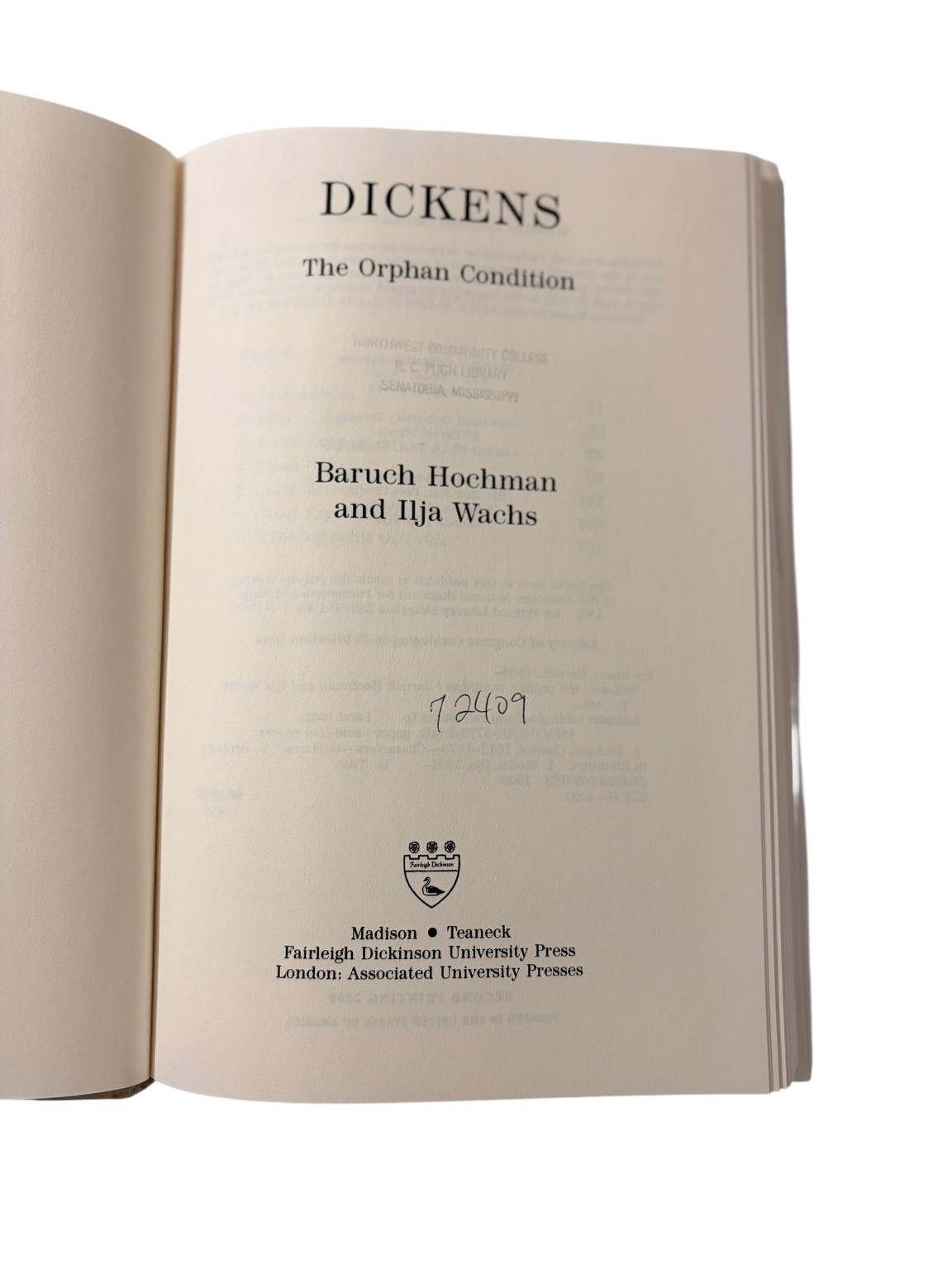 Dickens The Orphan Condition Hochman Wachs 2000 Second Printing Fairleigh