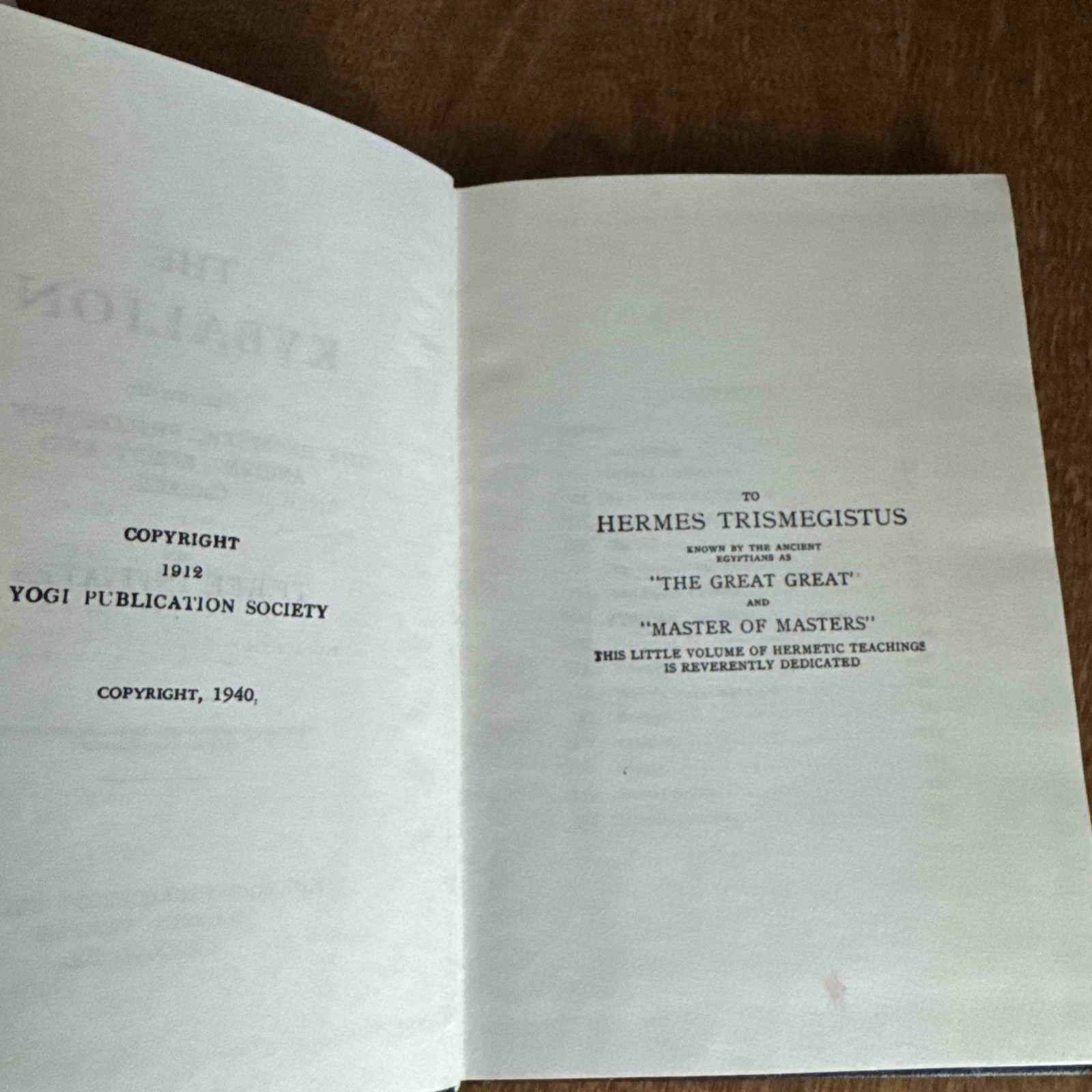 The Kybalion – Three Initiates 1940 Printing HC – Rare Hermetic / Occult Classic