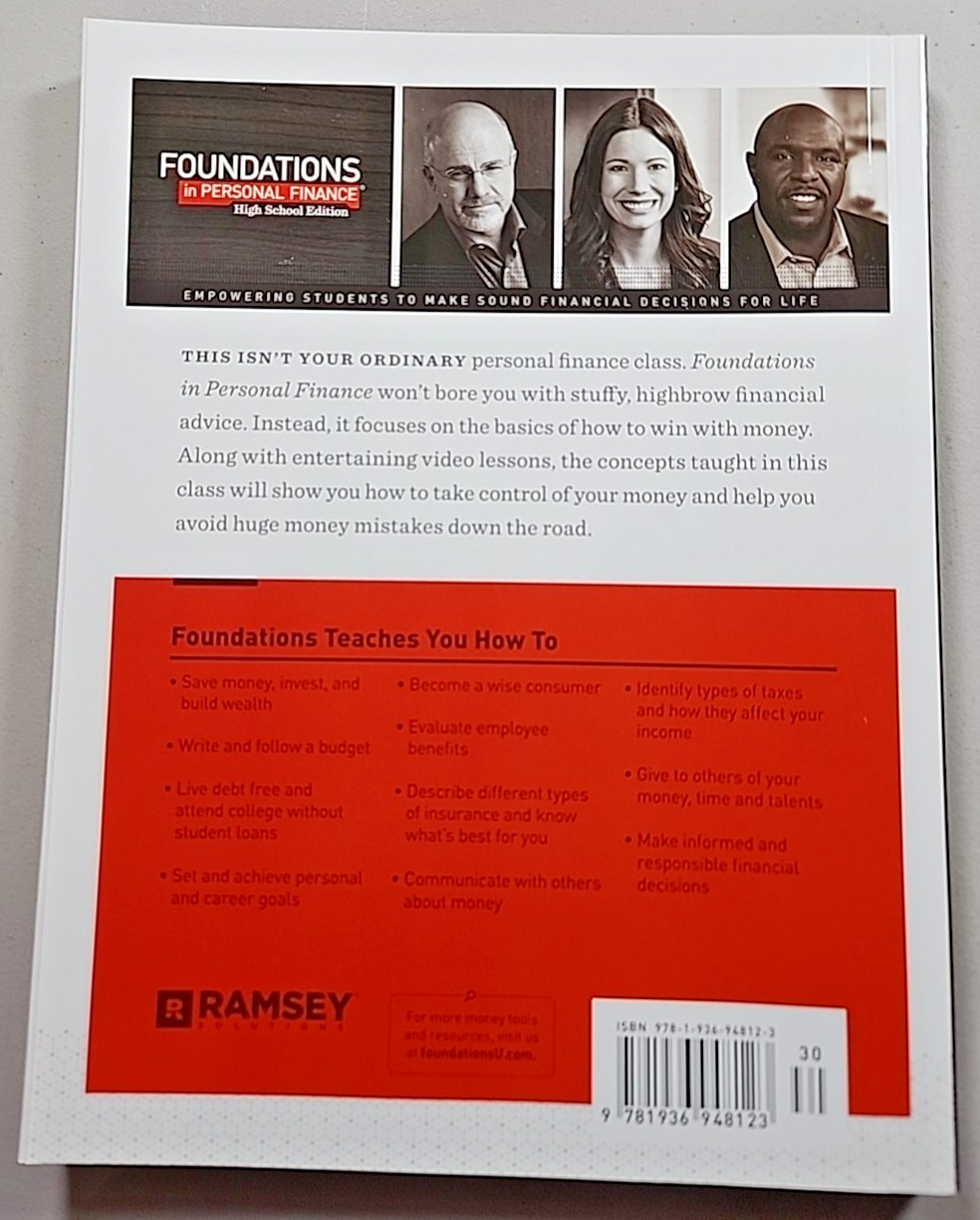 FOUNDATIONS IN PERSONAL FINANCE High School Edition Workbook Dave Ramsey New