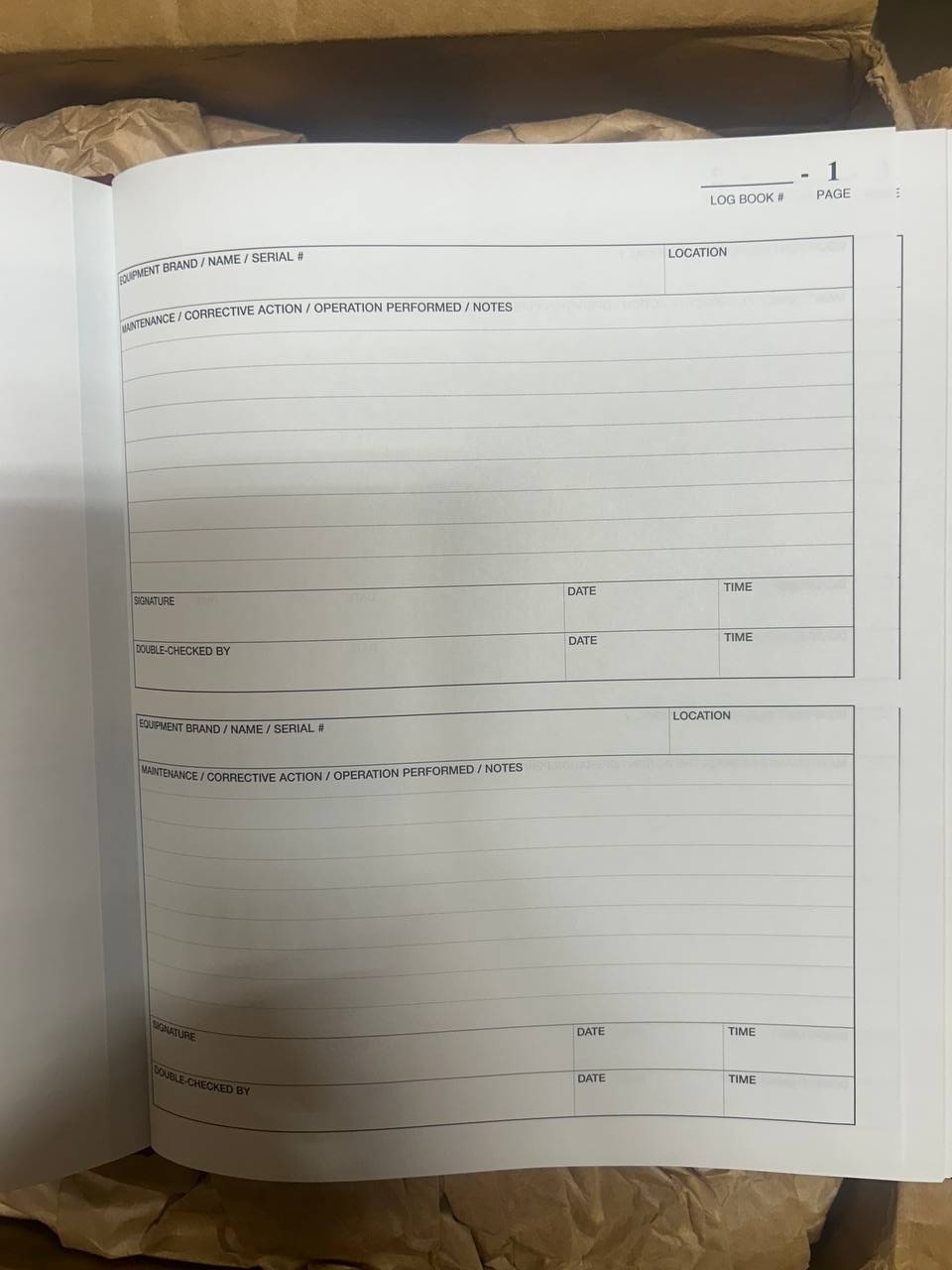 Maintenance Log Book Hardbound 120 Pages Industrial Equipment Record Journal