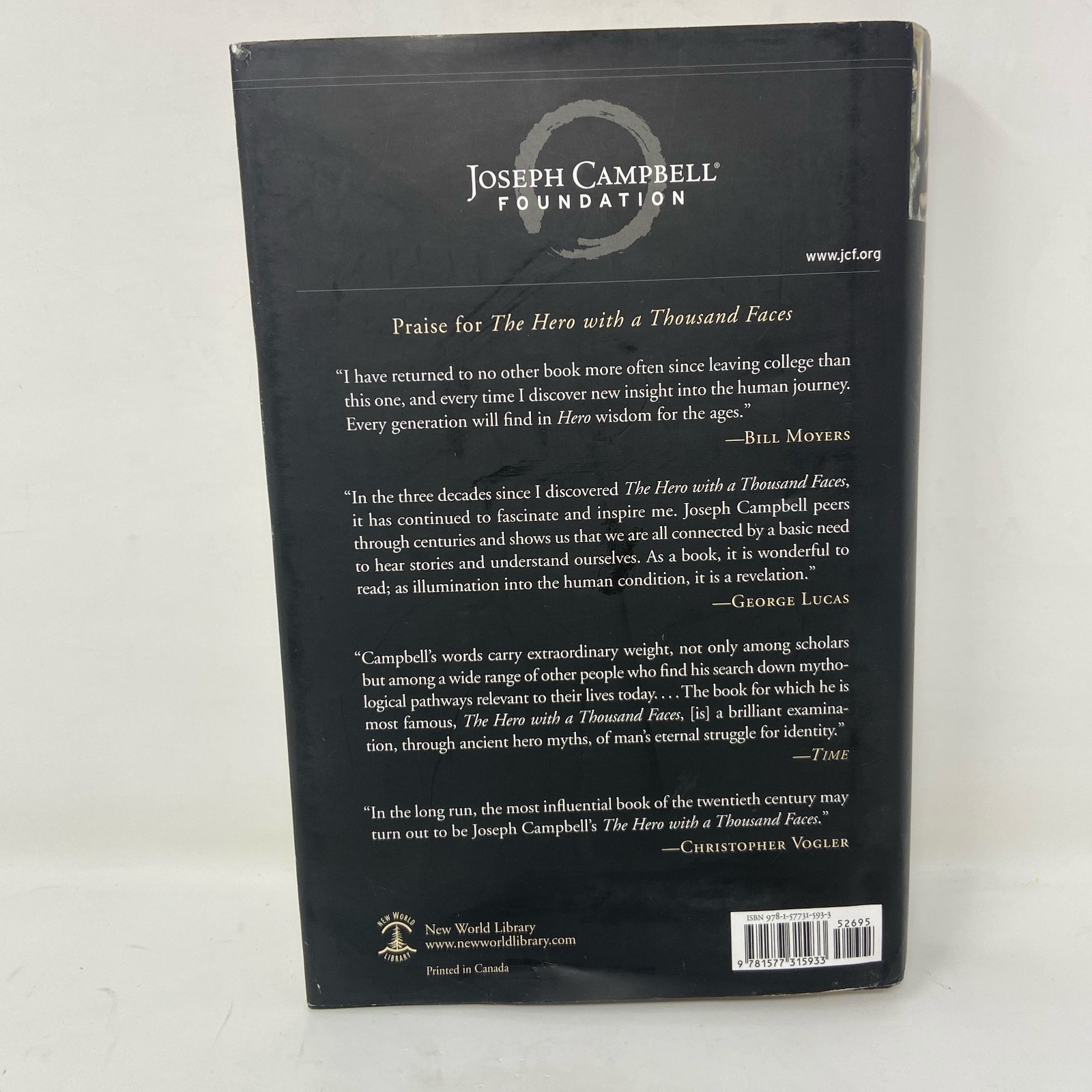 New World Library Joseph Campbell Hero with a Thousand Faces Hardcover Black