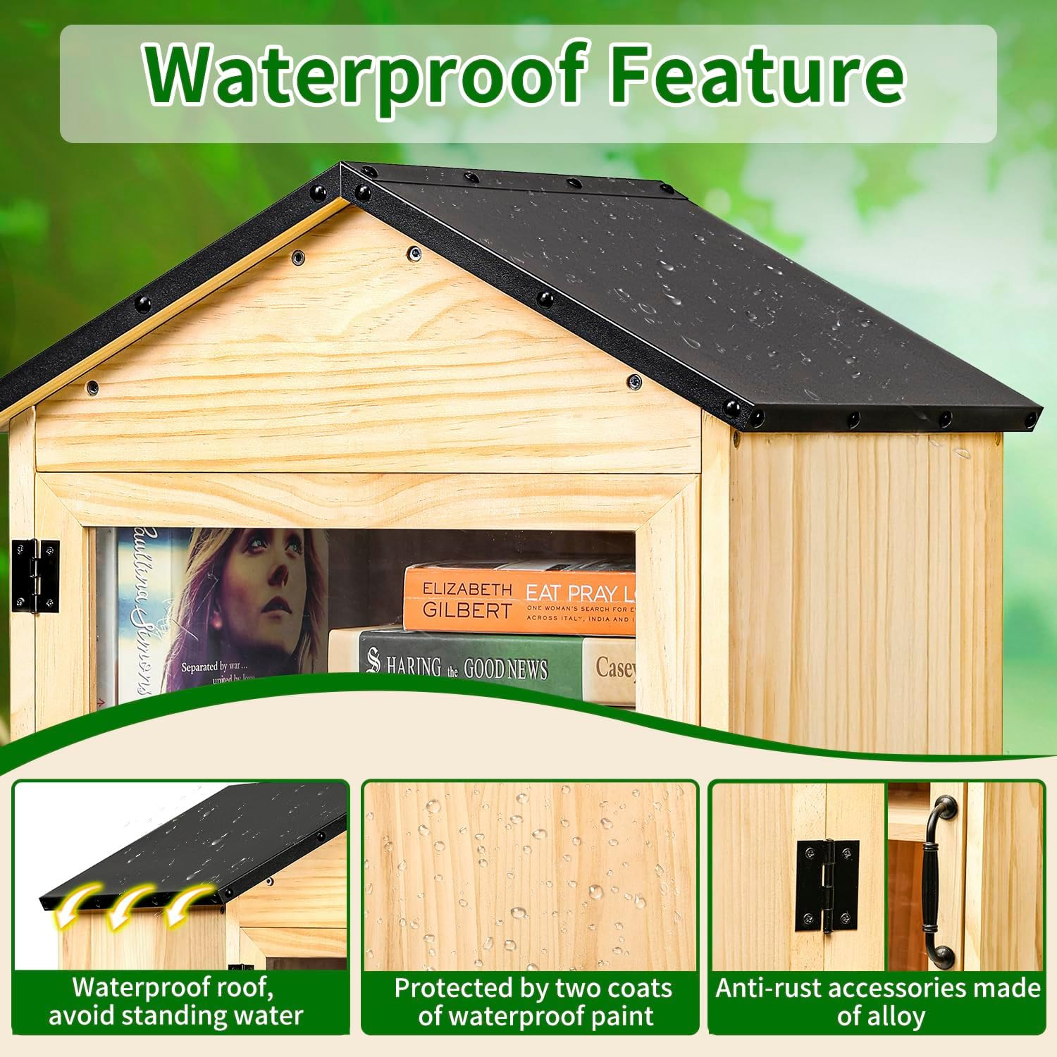Outdoor Little Library Box – 2-Tier Weatherproof Wood for Community Sharing