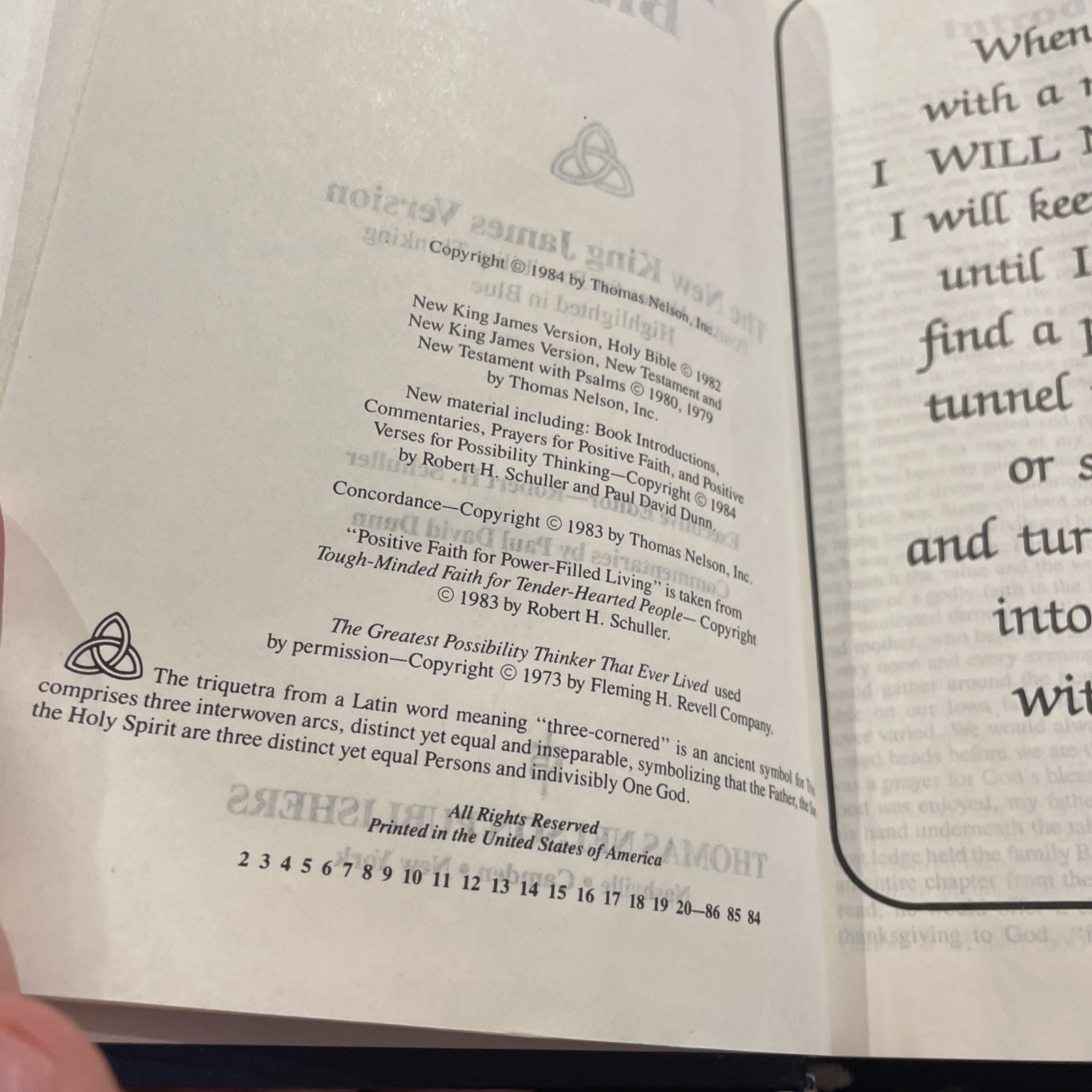 1984 Possibility Thinkers Bible New King James Version Nelson #402 Blue INDEXED