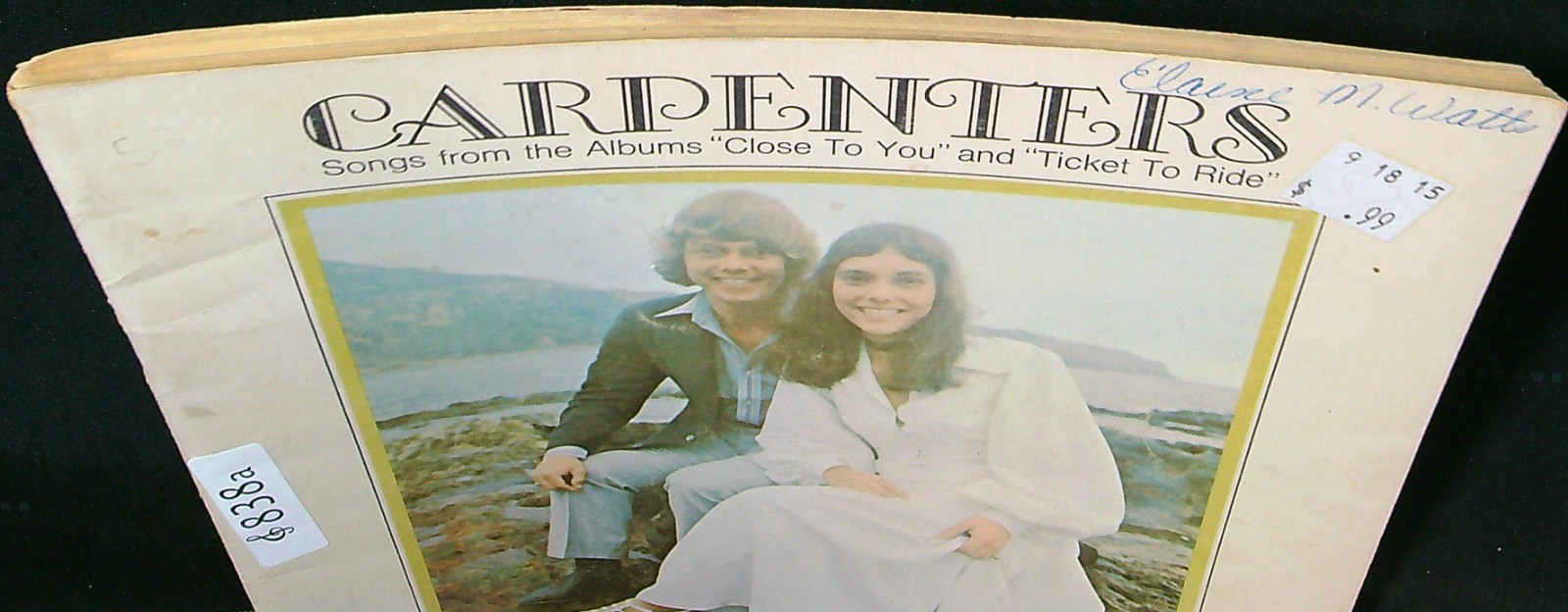 Carpenters Close To You Ticket To Ride 1969 Vintage Piano Vocal Music Book 838a