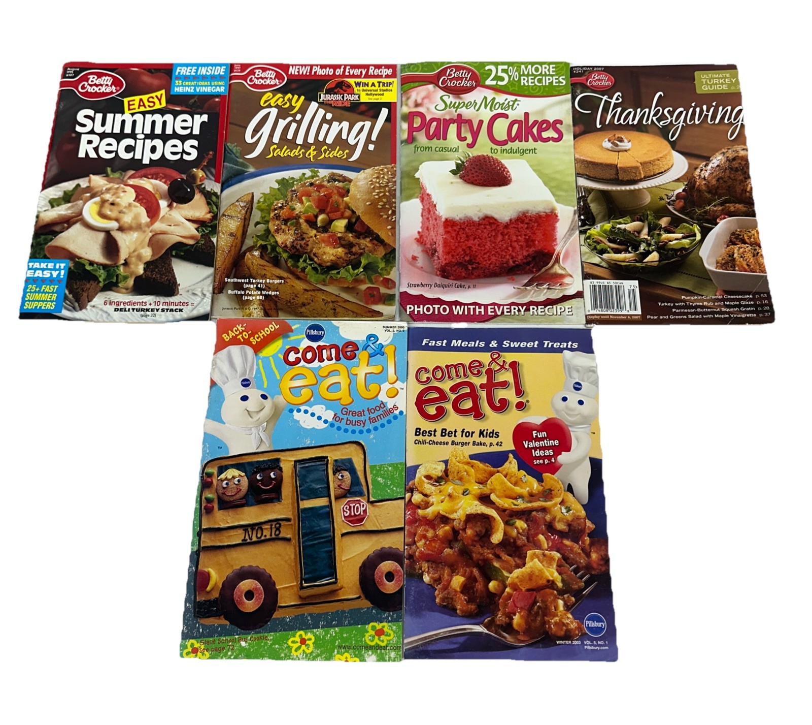 Betty Crocker & Pillsbury Cookbooks Lot Of 6 Mid 90s-Early 2000s Grilling Baking