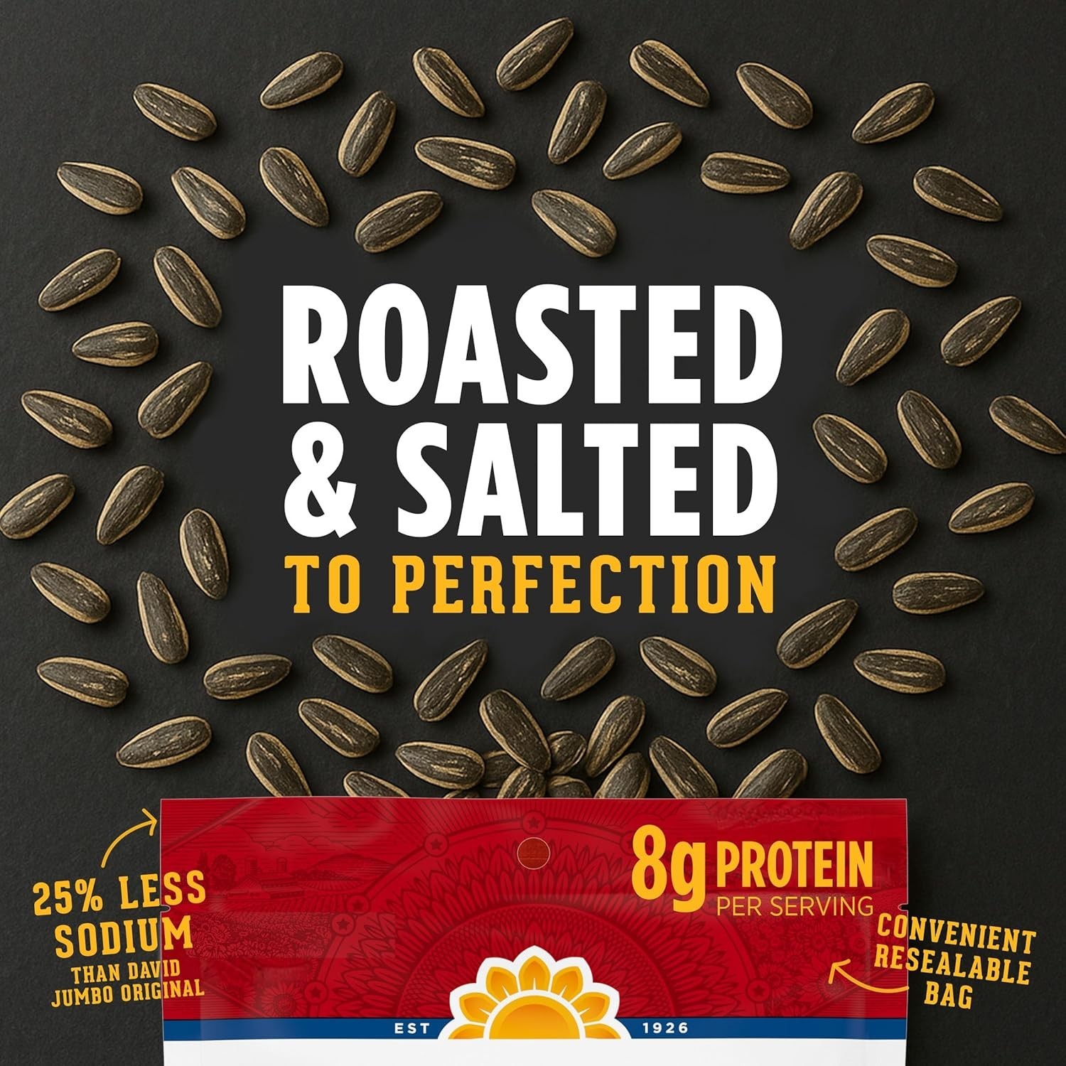 DAVID Reduced Sodium Jumbo Sunflower Seeds, 16 oz.⭐️⭐️⭐️⭐️⭐️