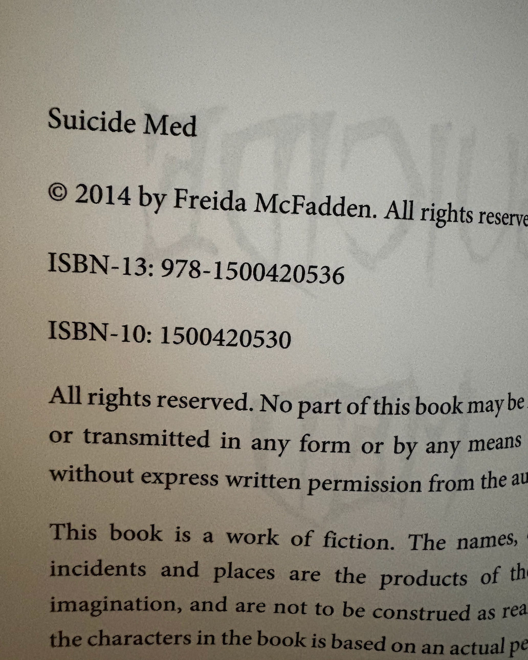 Suicide Med by Freida McFadden (2014, Trade Paperback, RARE, out of print)