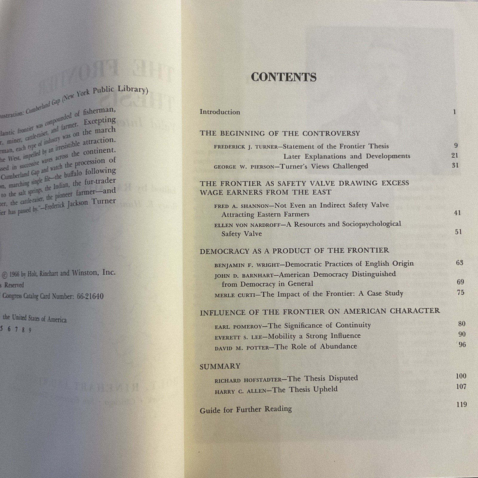 THE FRONTIER THESIS: VALID INTERPRETATION OF AMERICAN By Ray Allen Billington