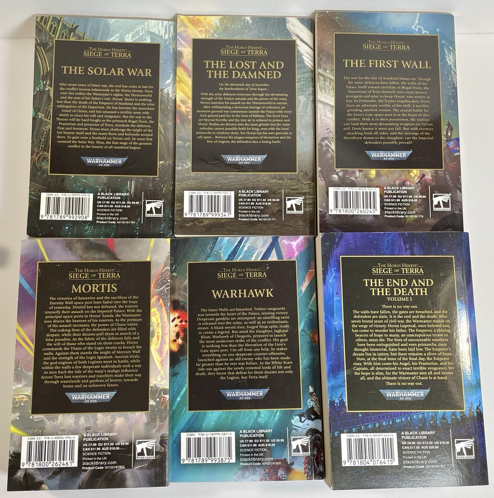 7x Warhammer The Horus Heresy Siege Of Terra Book Lot 1-3 5 6 8 10 Sci-fi Series