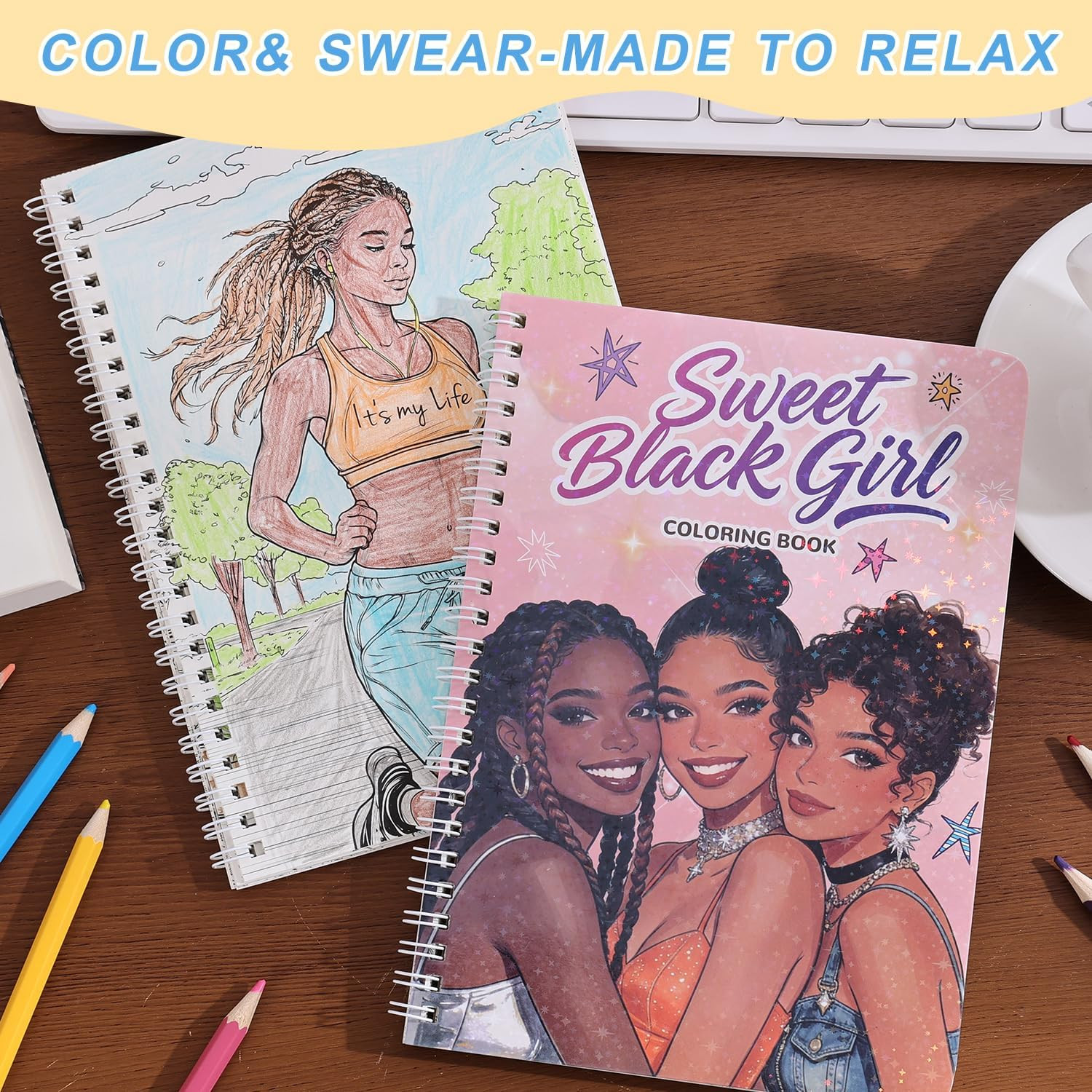 Women’S Coloring Book 30 Pages Black Girls Coloring Books for Adults to Relax an