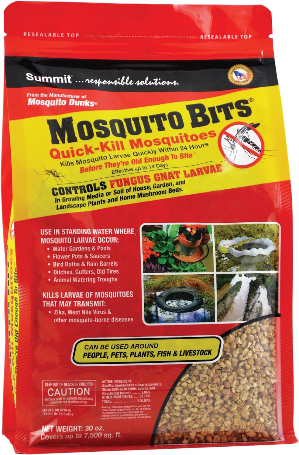 Summit 117-6 Mosquito Bits 30oz – Gránulos Mata Larvas de Mosquito Rápido