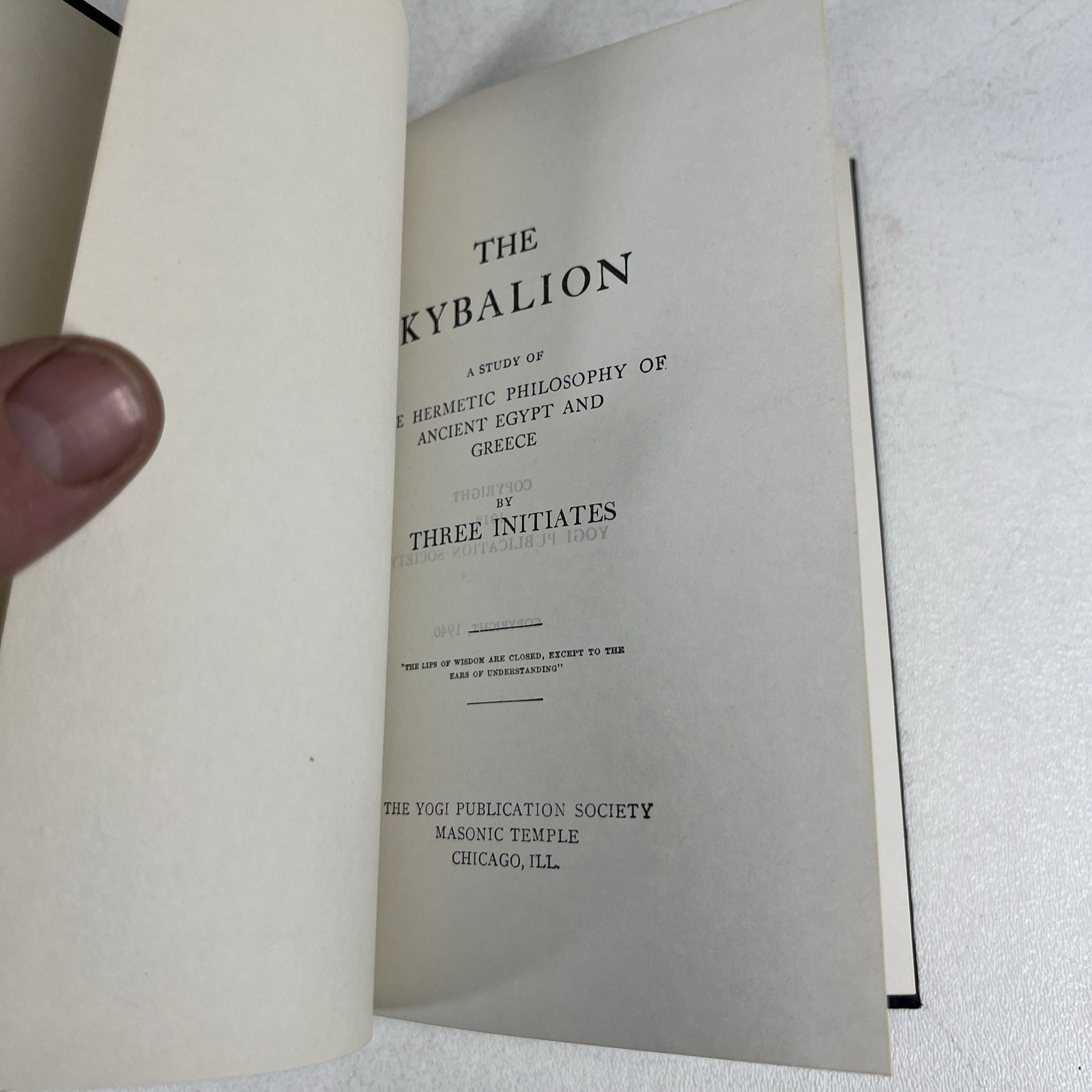 The Kybalion Hermetic Philosophy 1940 Three Initiates Yogi Publication Society