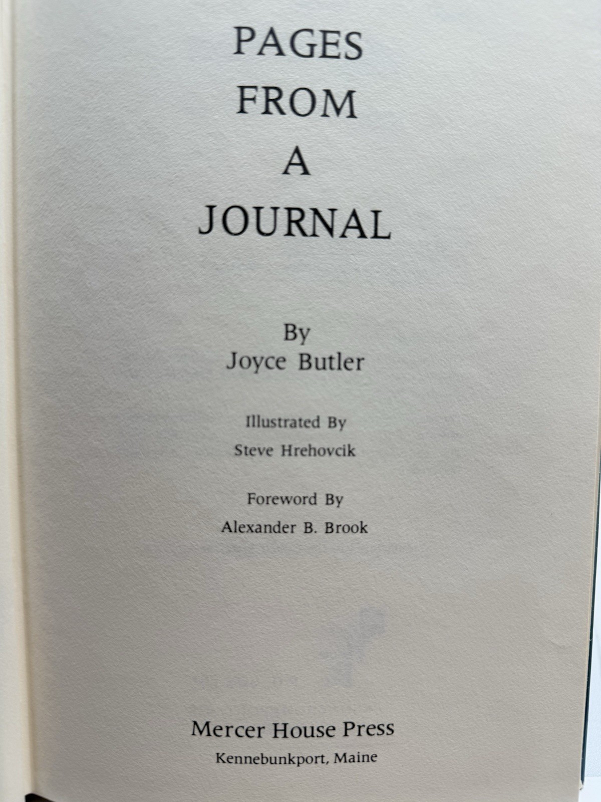 Pages from a Journal Joyce Butler SIGNED 1976 HC/DJ Maine Kennebunk Memoir