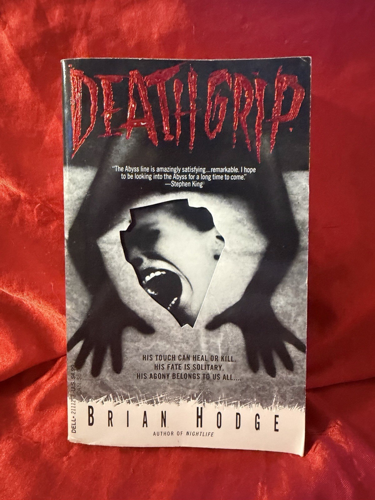 LOT of 2 VINTAGE HORROR PAPERBACKS F/HELL! Dark Prism & Death Grip (Dell/Abyss)