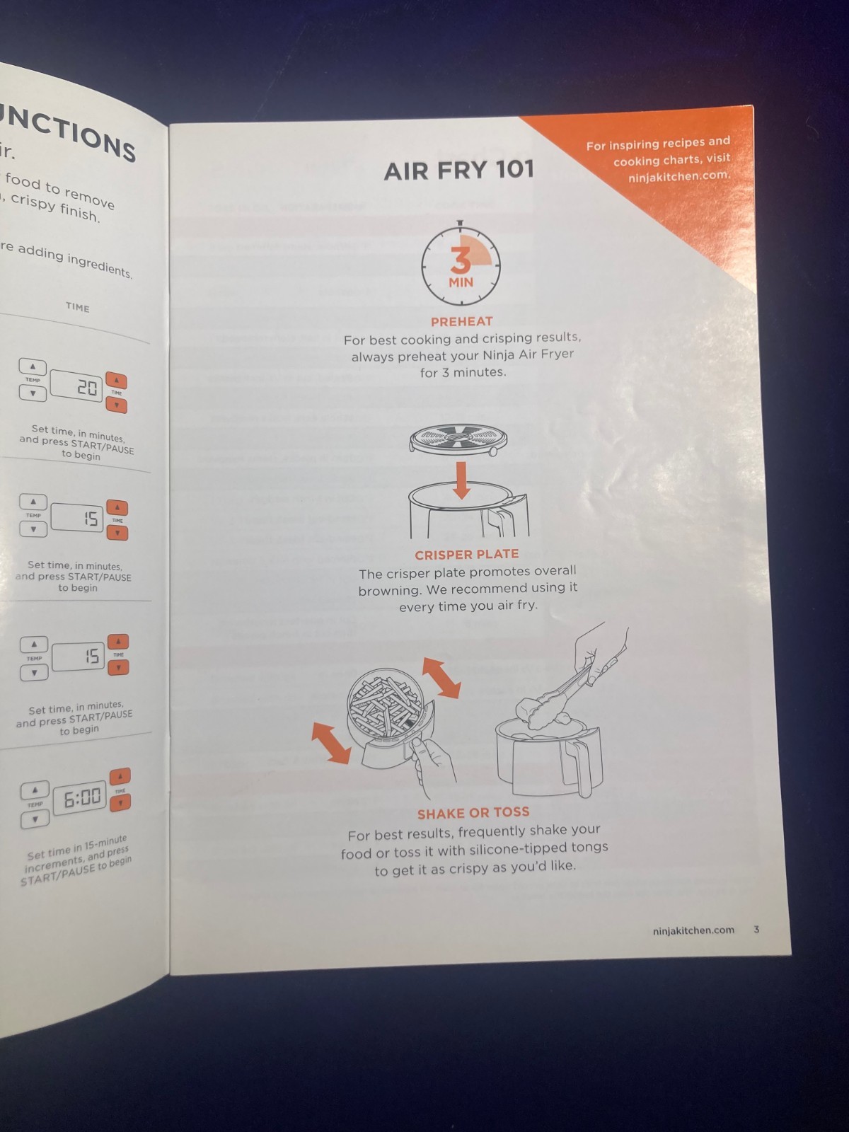NINJA AIR FRYER QUICK START GUIDE RECIPES COOKBOOK 30 PAGES