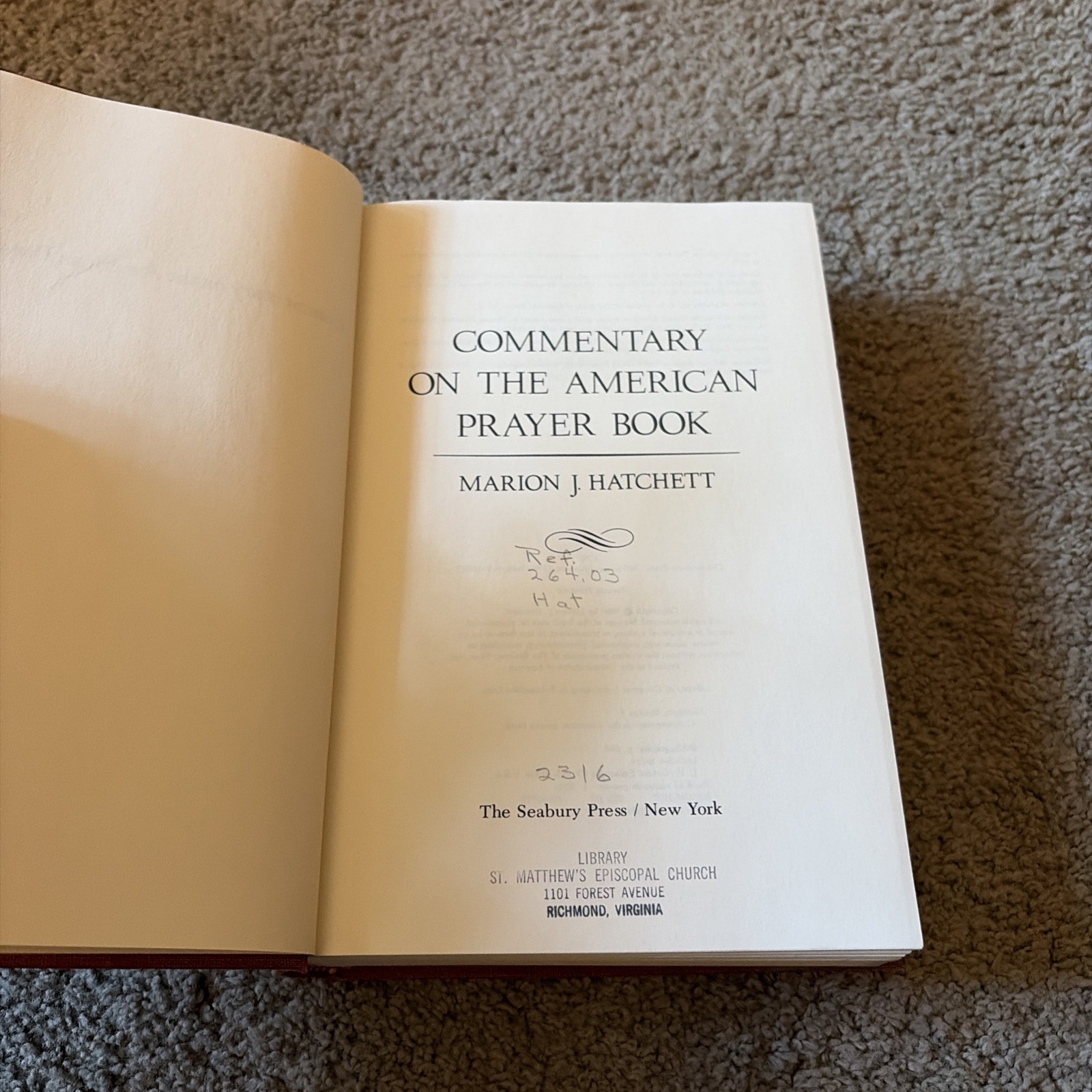 Commentary on the American Prayer Book 1981 Good HC Hatchett