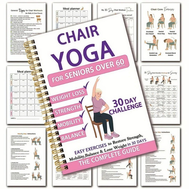 30 Day Chair Yoga Guide Book for Seniors Beginner Seated Exercise Fitness