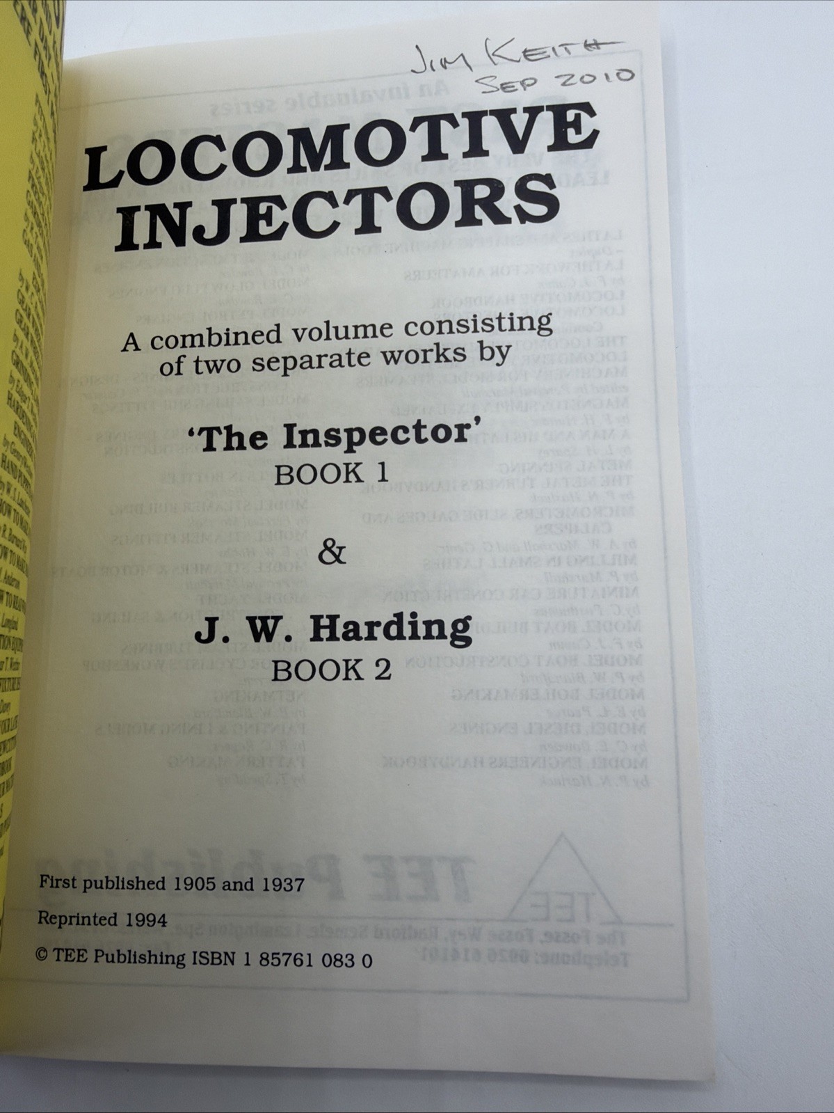 Locomotive Injectors The Inspector Paperback 76 Pages 1994 J W Harding PB