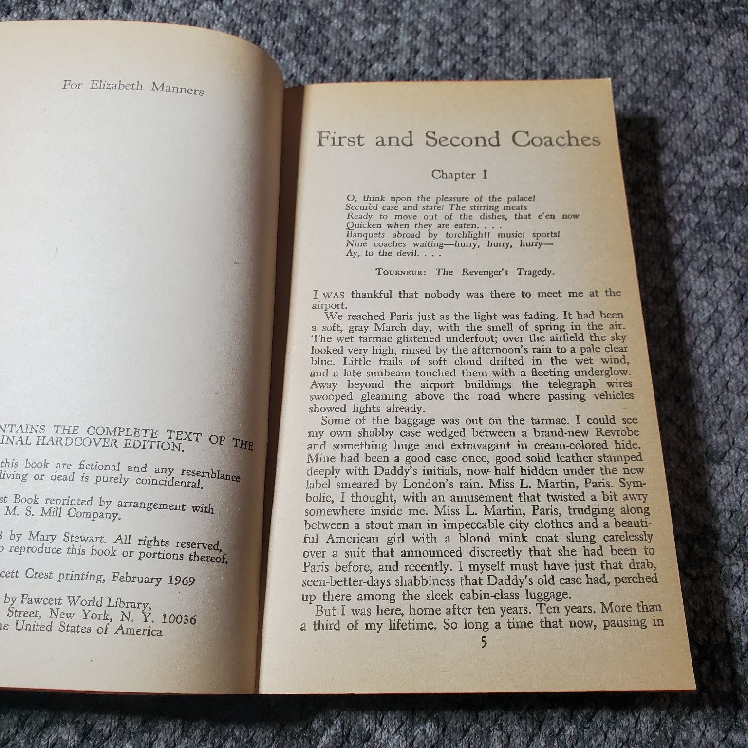 Nine Coaches Waiting Mary Stewart 1969 Reprint Suspense Gothic Romance Fawcett