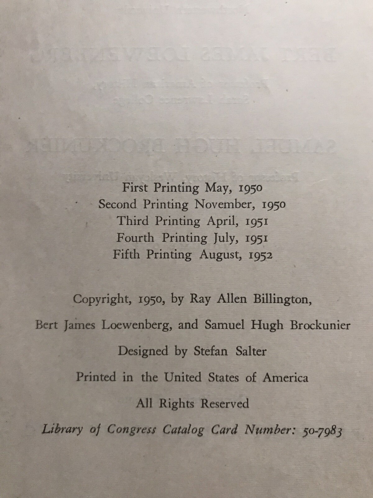 THE MAKING OF AMERICAN DEMOCRACY VOLUME 1 RAY ALLEN BILLINGTON 1952