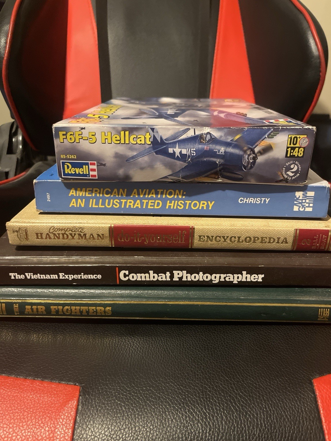 Military Aviation Book Lot + Revell F6F-5 Hellcat Model Kit WWII Airplanes