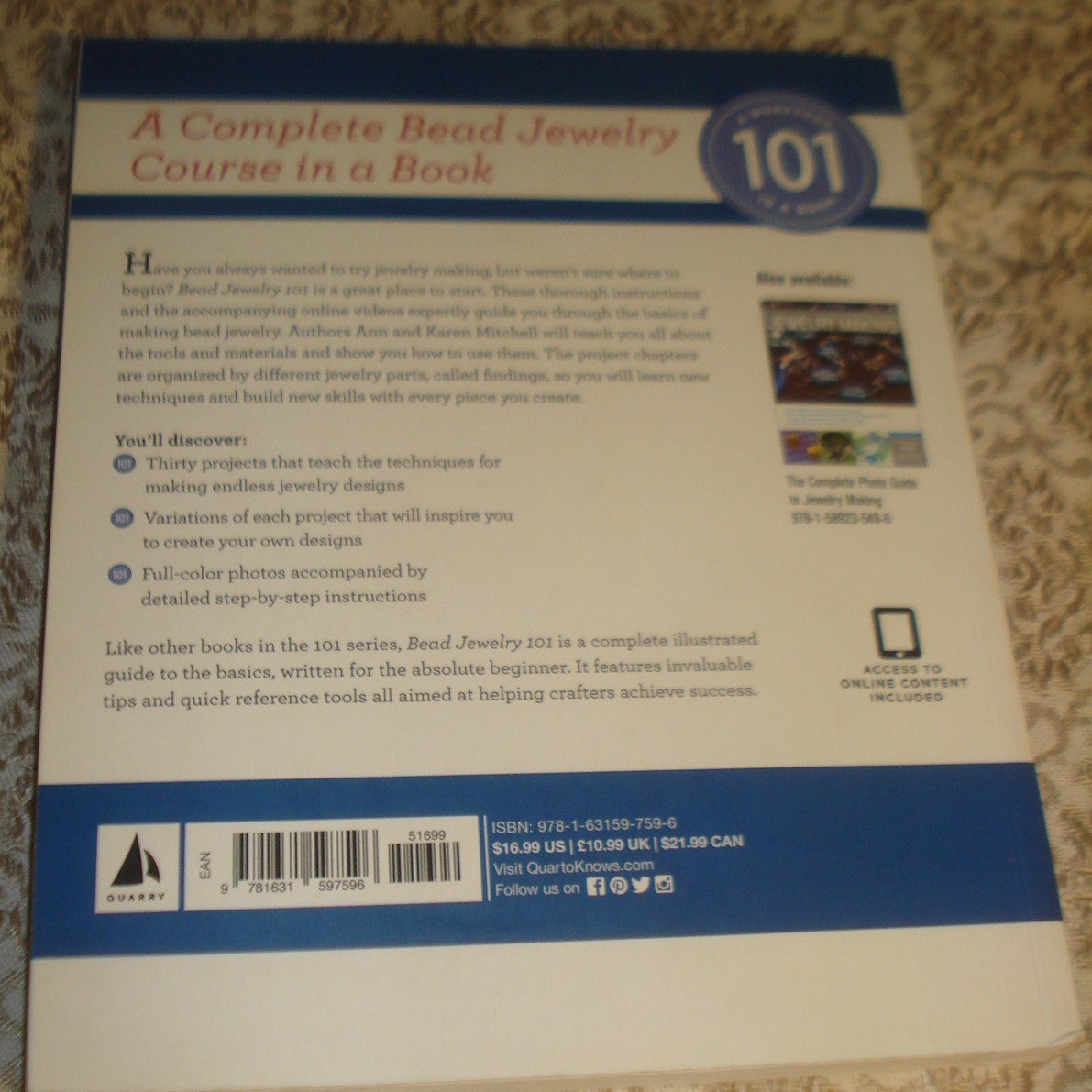 BEAD JEWELRY 101 A Bead Jewelry Course in a Book – SC 200 Pages – Full Color