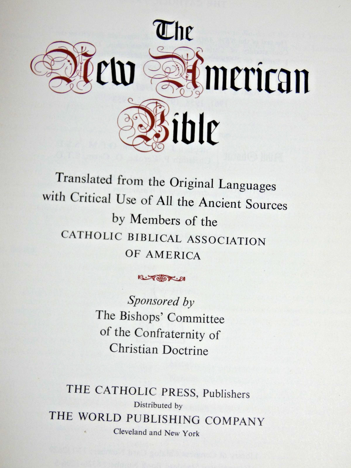 NEW AMERICAN BIBLE w Apocrypha Catholic Press Soft Cover 1971