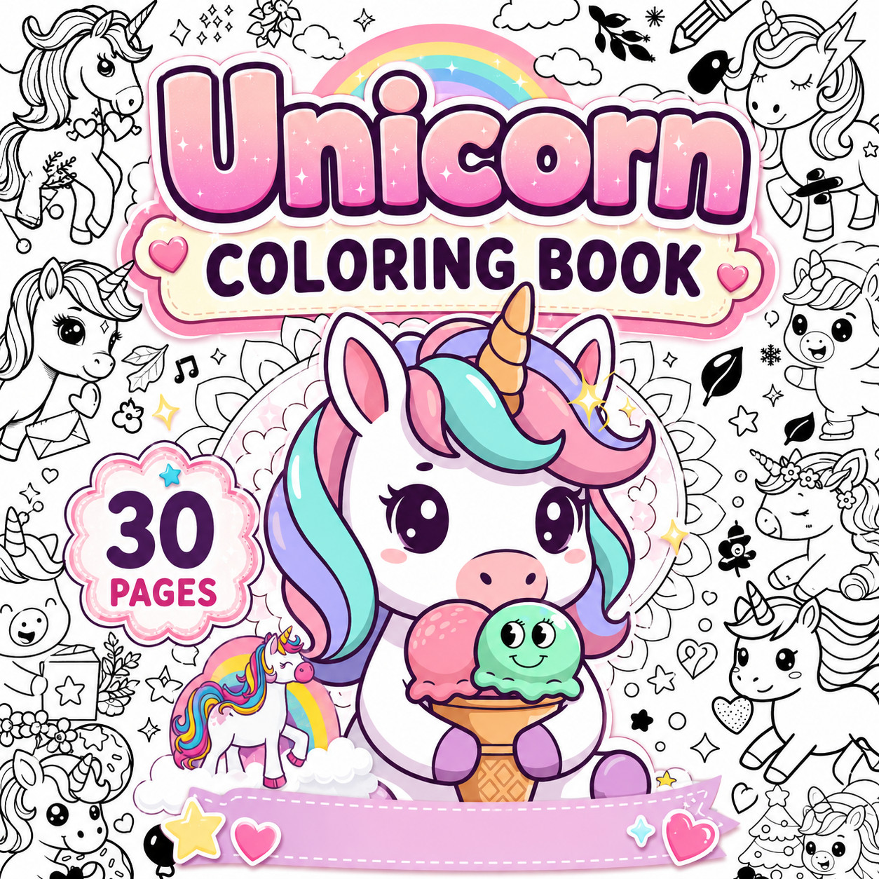 DIGITAL CONTEN – Unicorn Coloring Book: For Kids Ages 4-8 PRINTABLE
