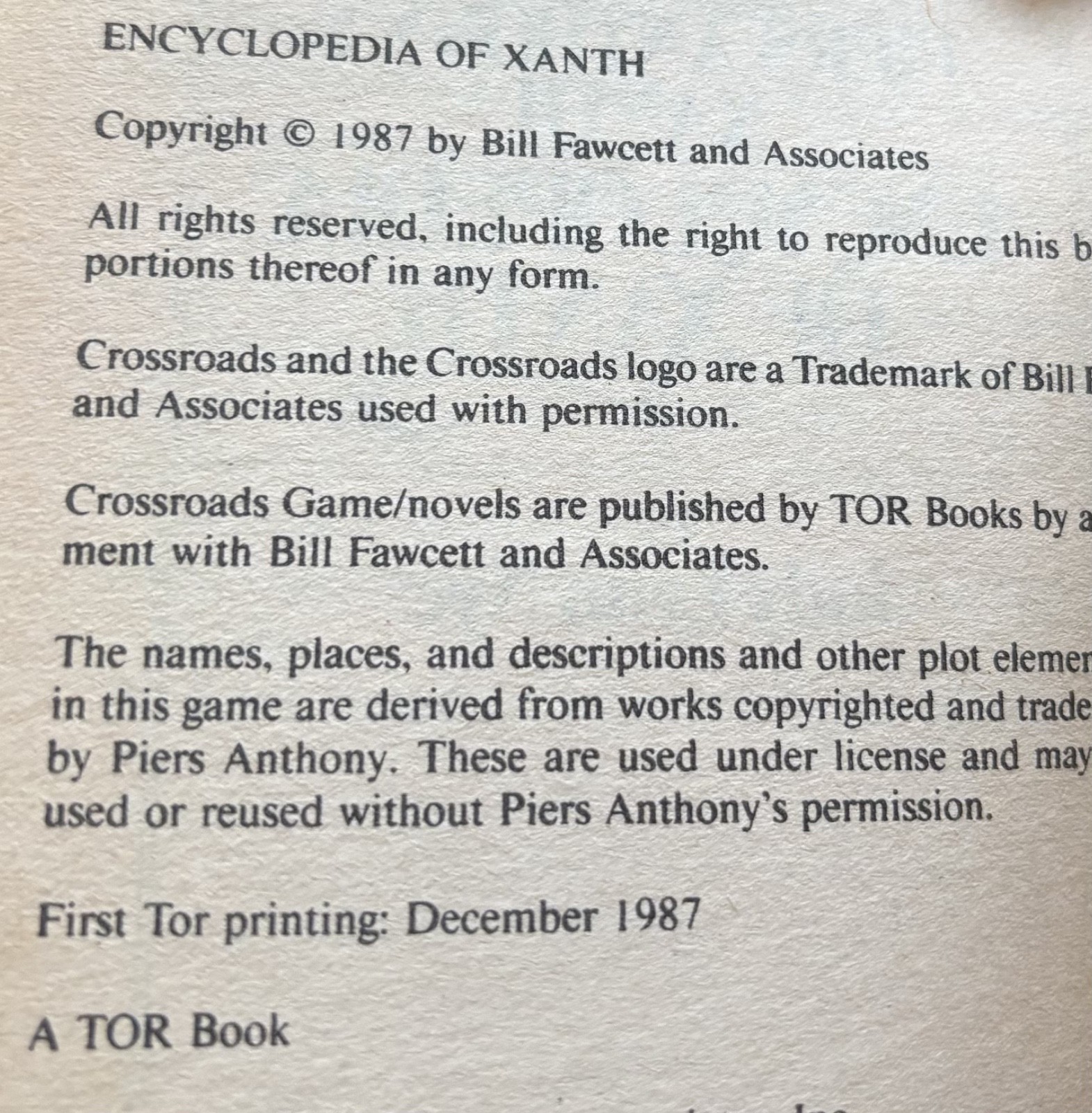 Encyclopedia of Xanth by Jody L. Nye (1st Edition/1st Print, Piers Anthony) Tor