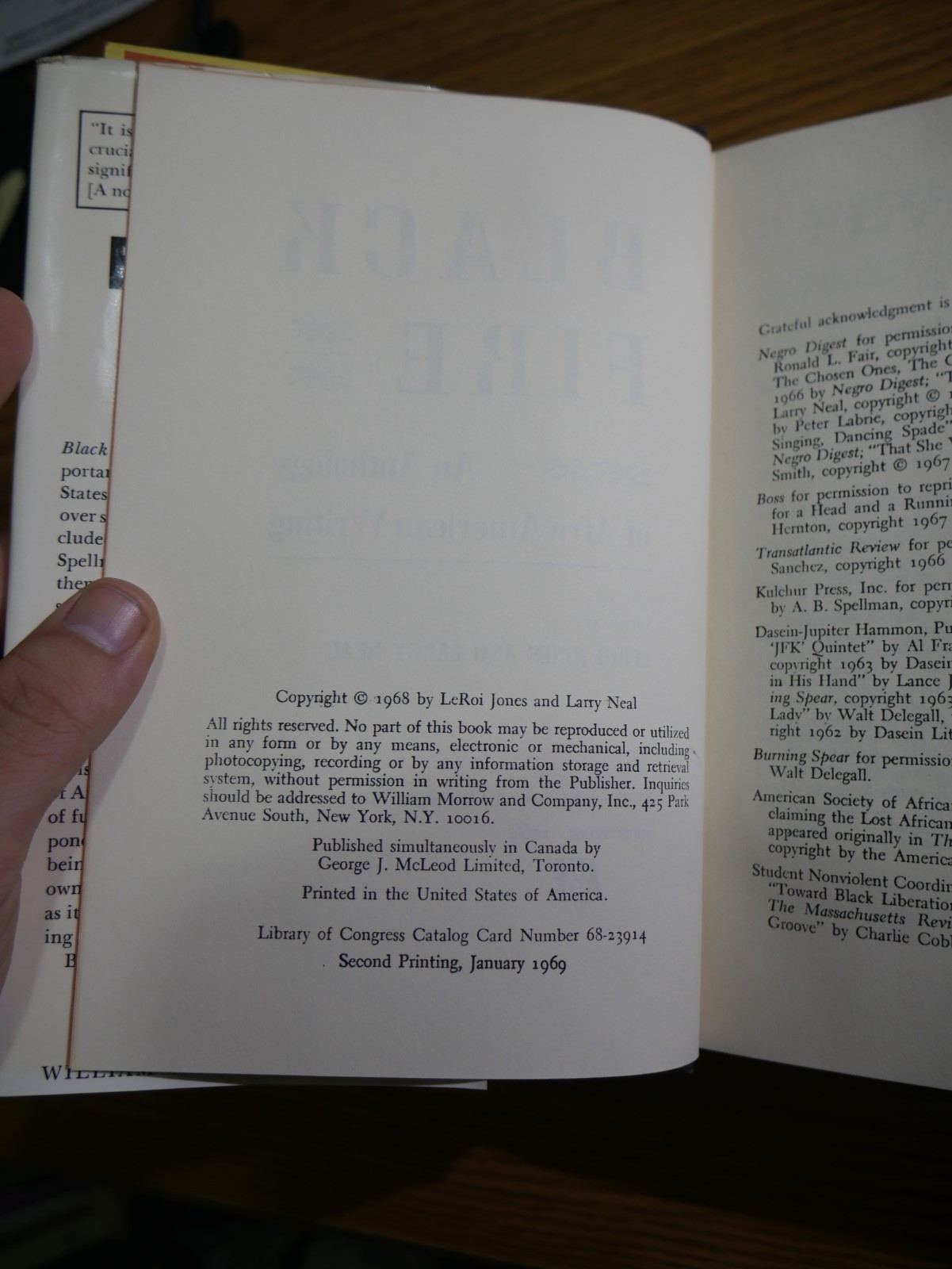 Black Fire: An Anthology of Afro-American Writing LeRoi Jones & Larry Neal 1971
