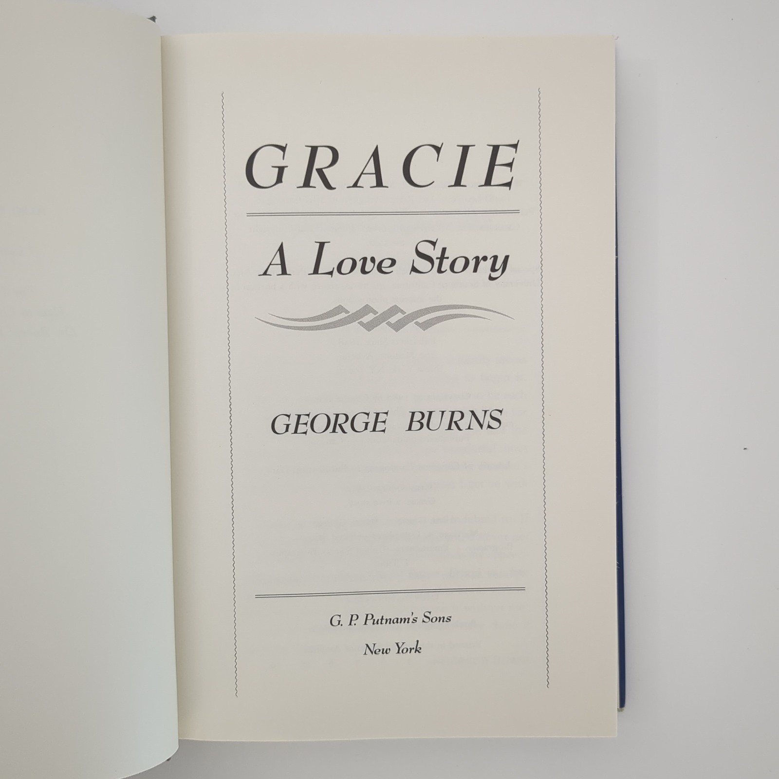 Gracie A Love Story Comedy Memoir First Edition Hardcover Book George Burns 1988