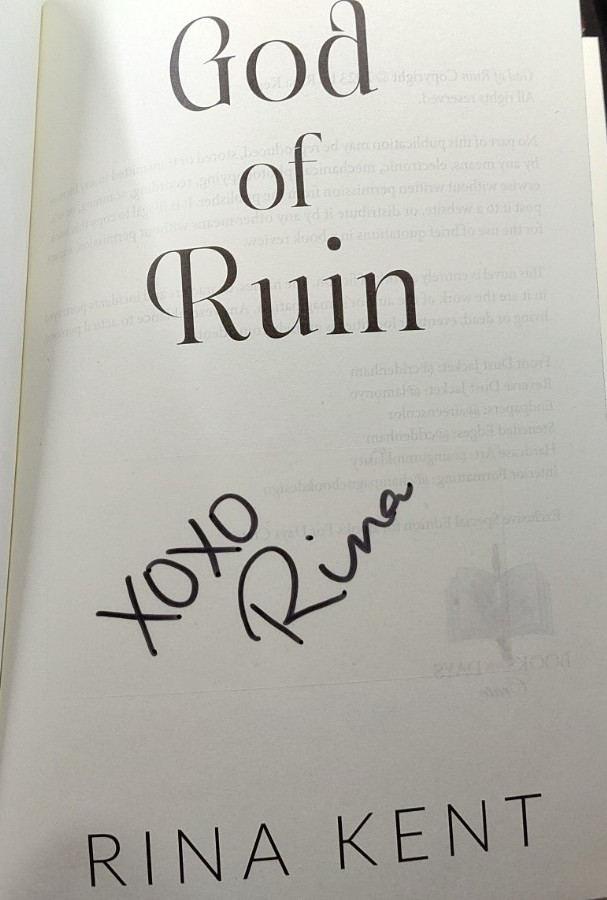 God of Wrath and God of Ruin by Rina Kent Books for Days Signed Exclusive Ed. HC