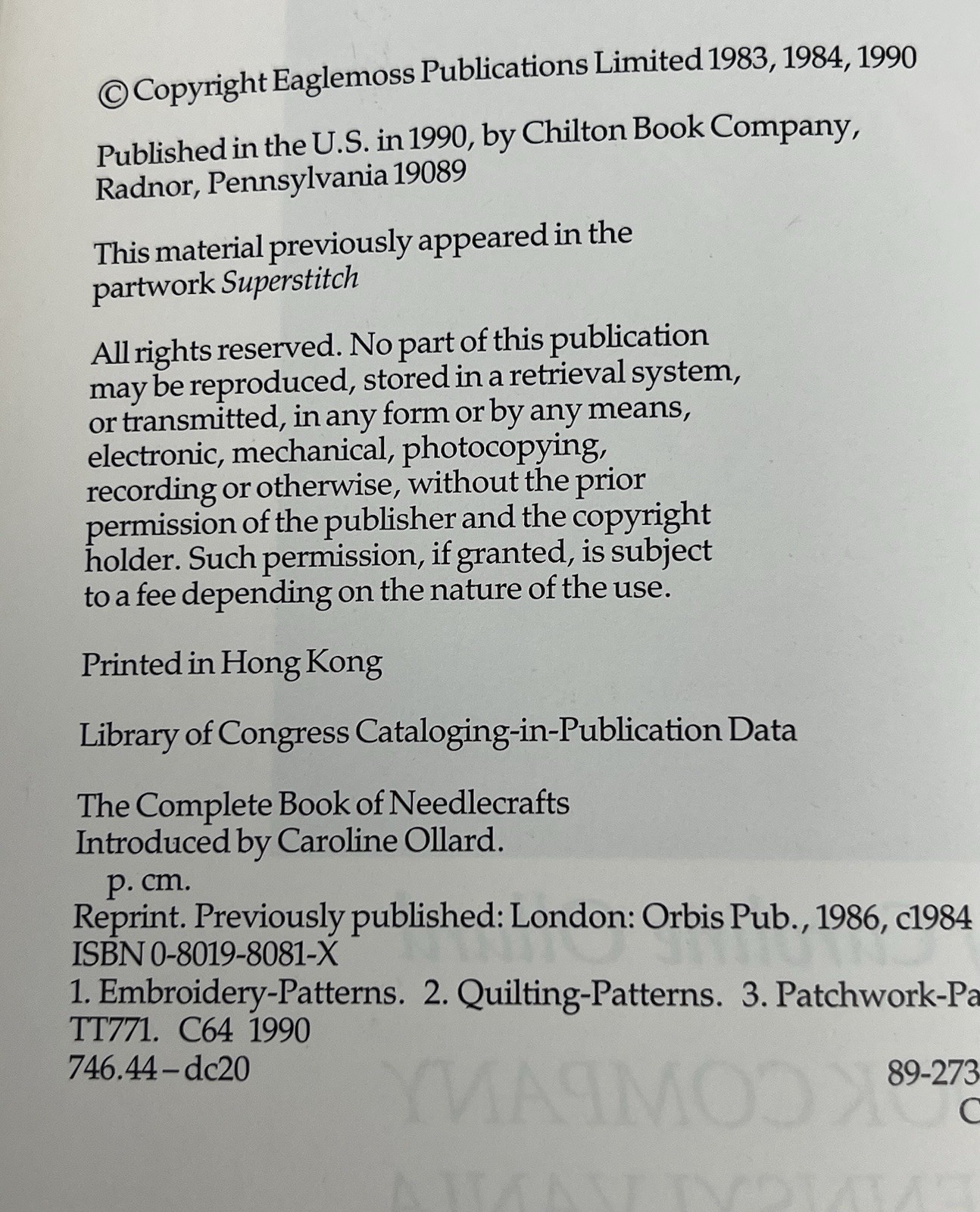 1990 The Complete Book of Needlecraft By CAROLINE OLLARD, Softcover, 240 Pages
