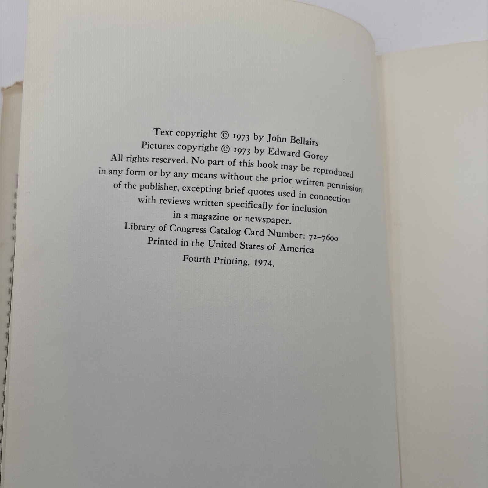 The House with a Clock in Its Walls Full Size HC DJ Bellairs Gorey 1st Ed 4th Pr