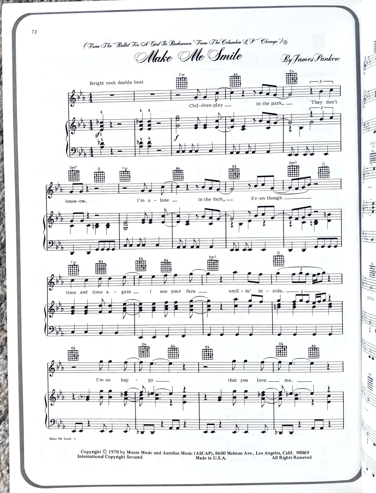 Chicago Gold Songbook Piano Vocal Chords 1975 Sheet Music Book 76 pages / NICE