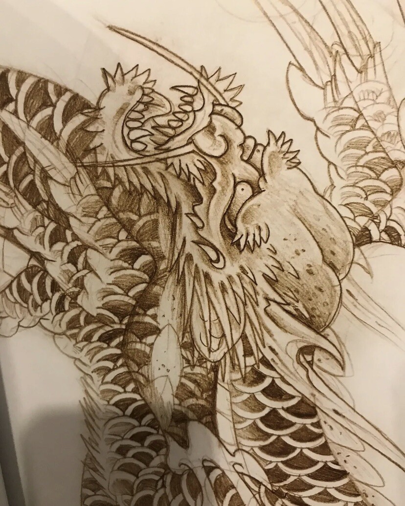 Japanese Oni Dragon Tattoo Sketchbook Irezumi Horimono Lotus Hannya Namakubi ADE