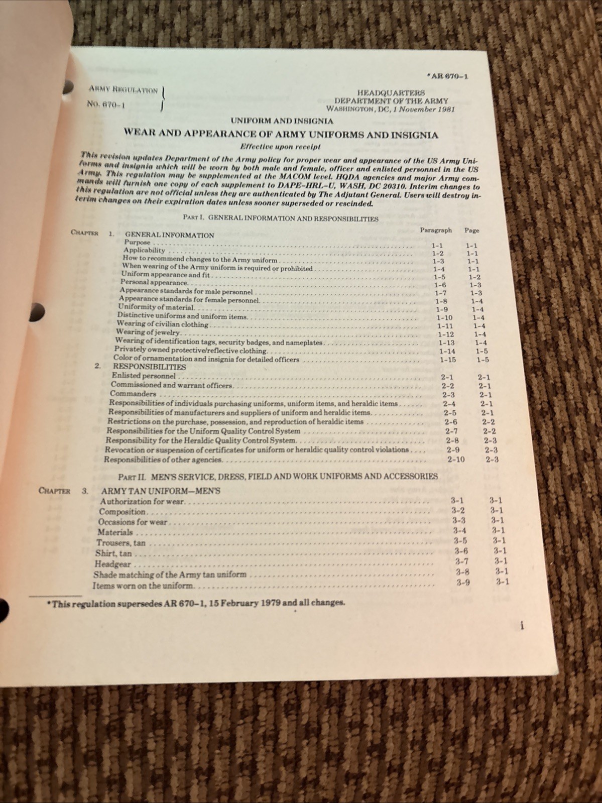 ARMY REGULATION AR 670-1 WEAR AND APPEARANCE OF ARMY UNIFORMS AND INSIGNIA