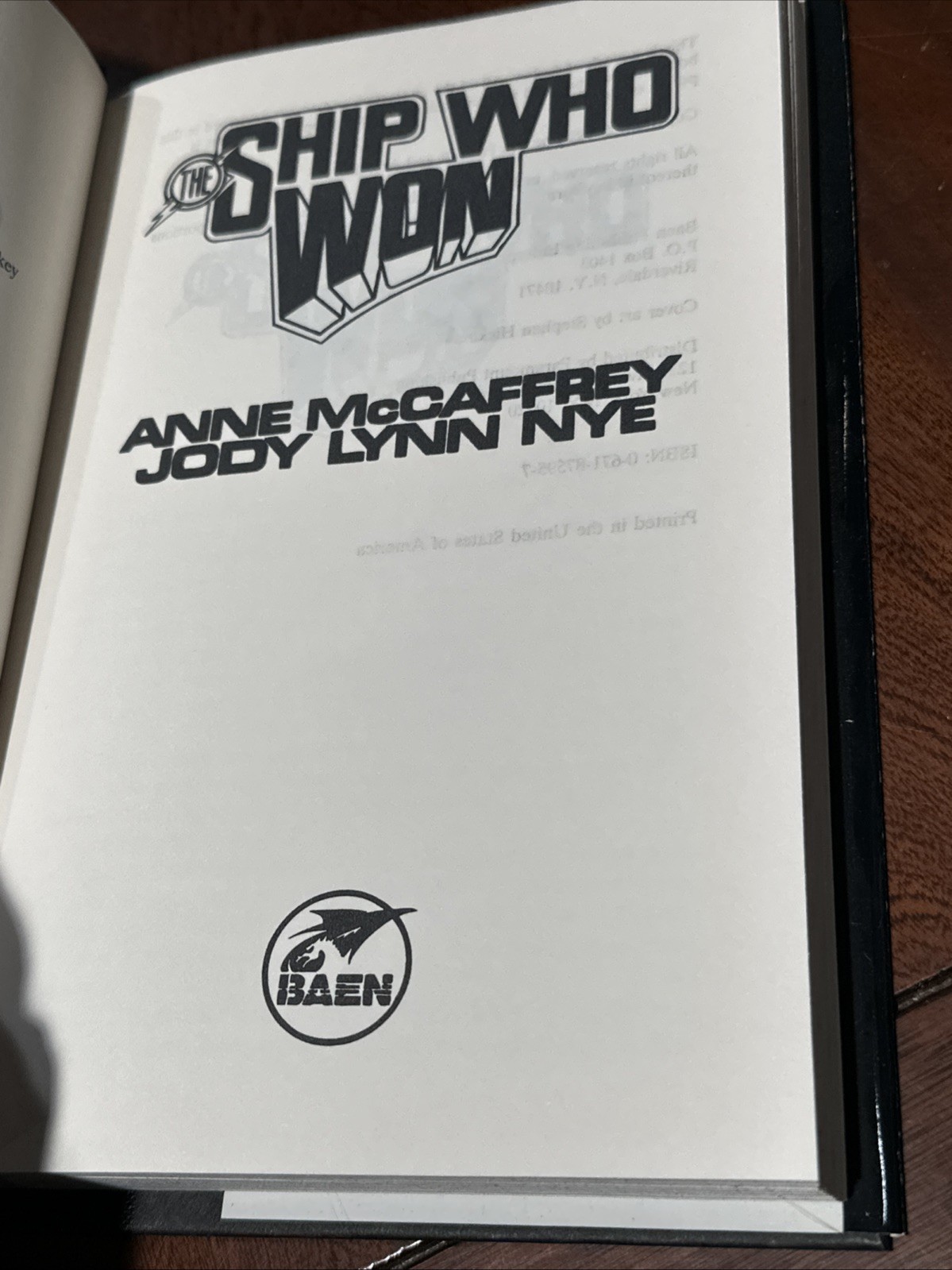 The Ship Who Won by Jody L. Nye and Anne McCaffrey 1994 HC DJ B-111625