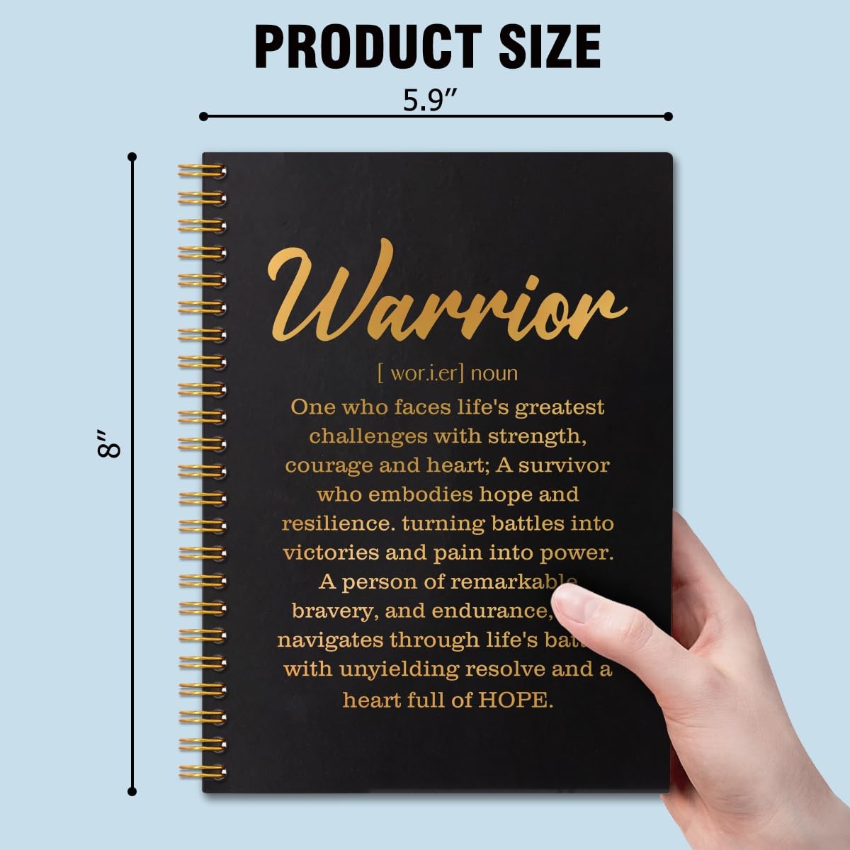 QYUVK Warrior Definition Gold Foil Hardcover 160 Pages 5.9×8 inches, Black