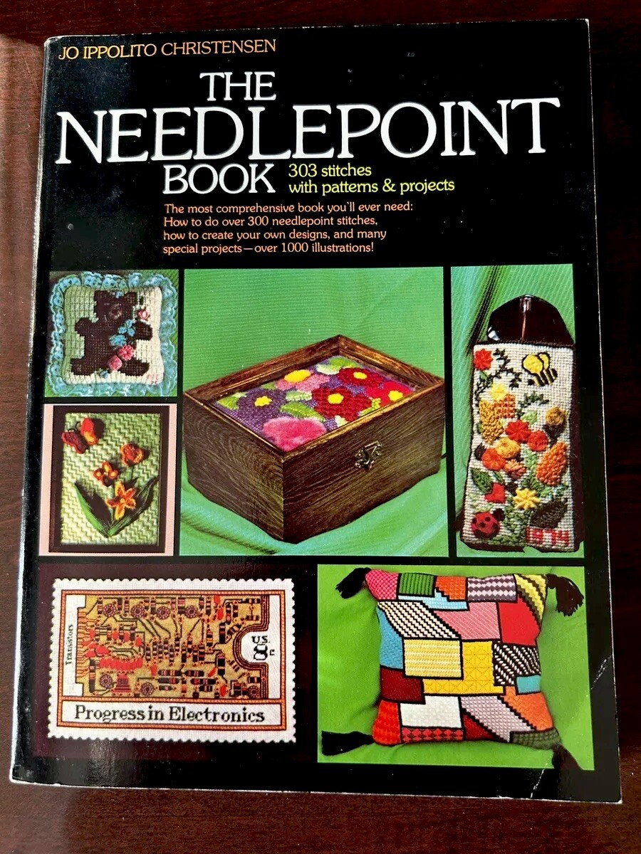 Needlepoint Book:303 Stitches W/Patterns & Projects:Jo I.Christensen 1986,Vtg PB